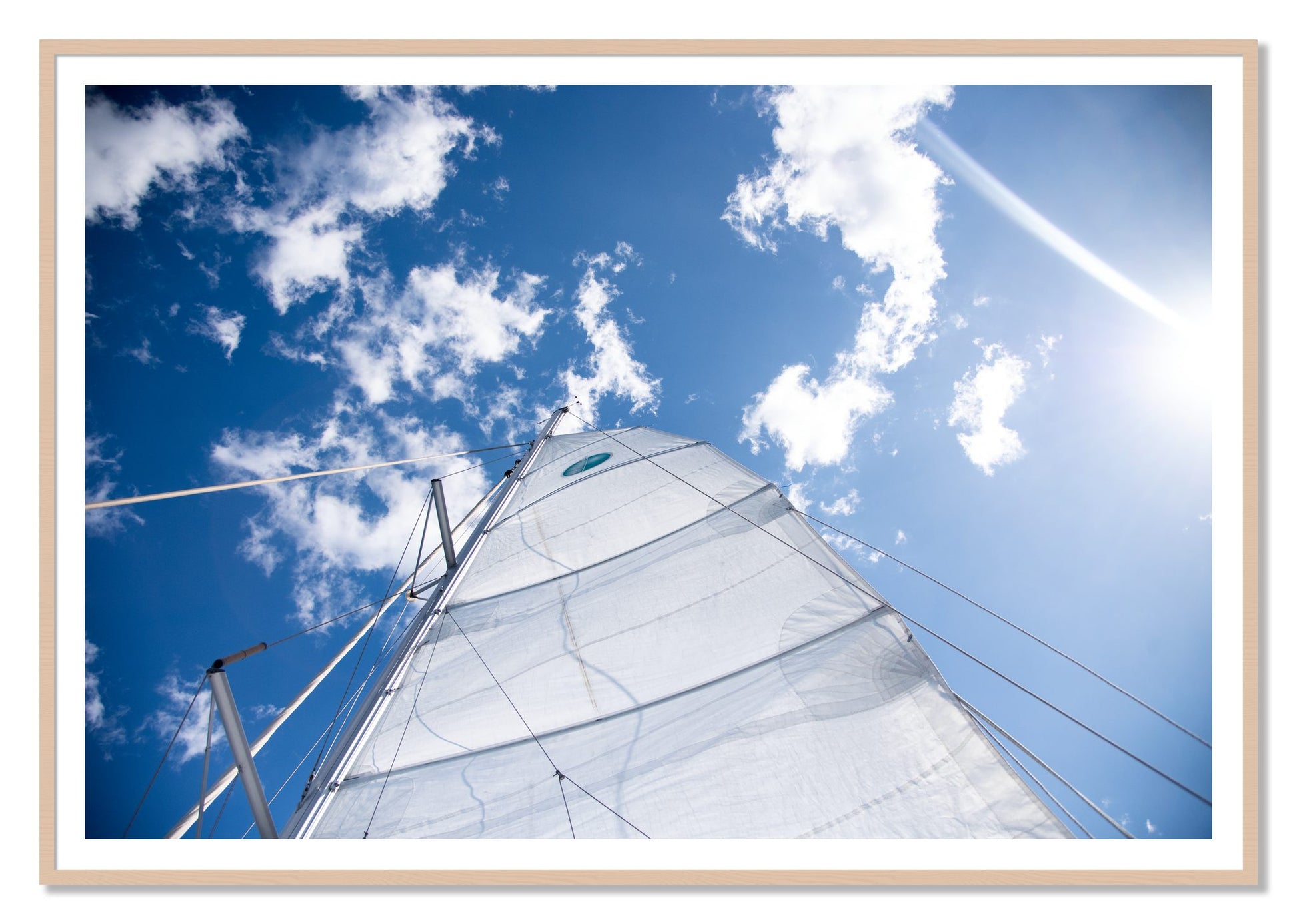 Framed photograph of Greek Sky by Dylan Ozanich, Maple frame, Borders