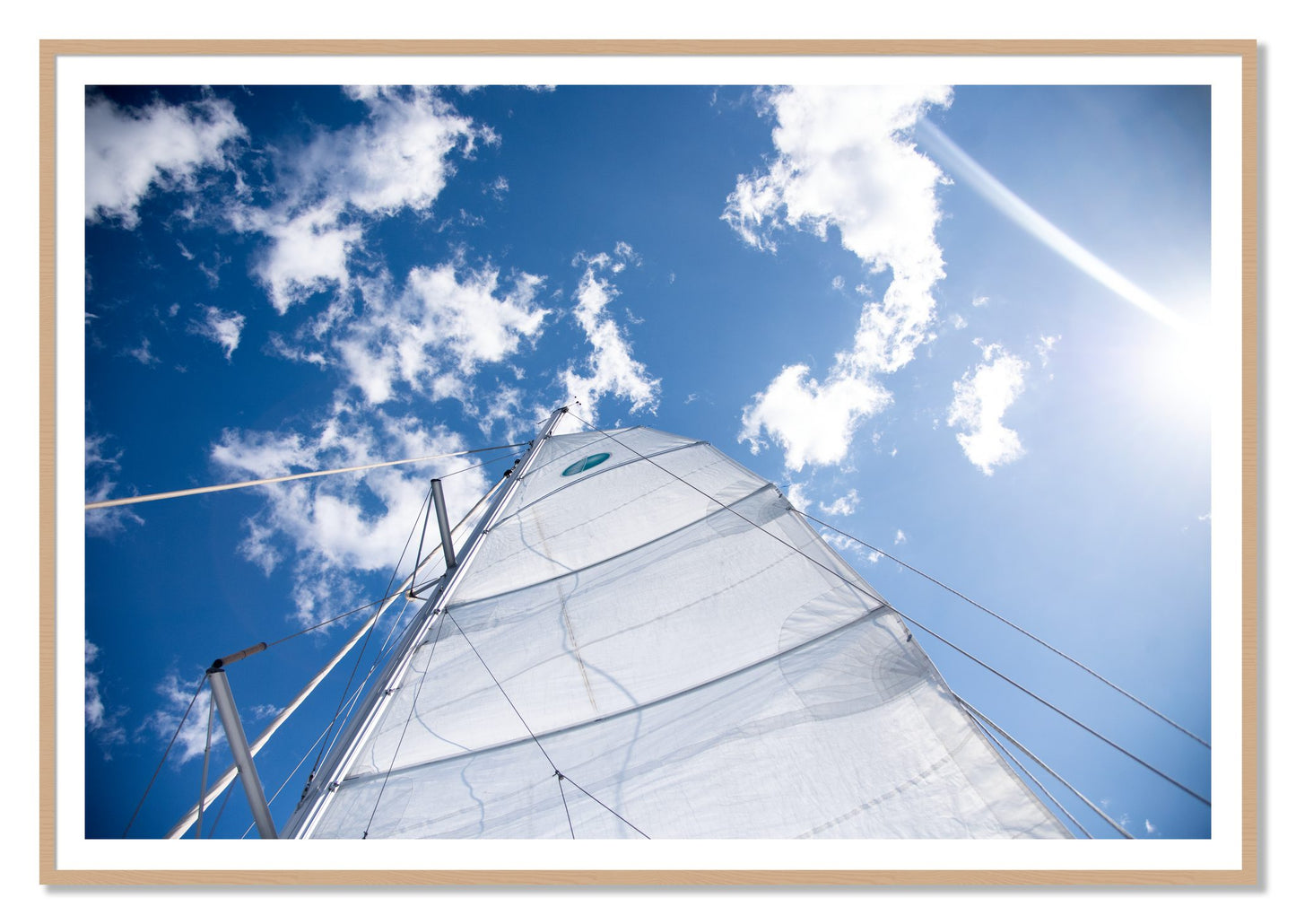 Framed photograph of Greek Sky by Dylan Ozanich, Oak frame, Borders