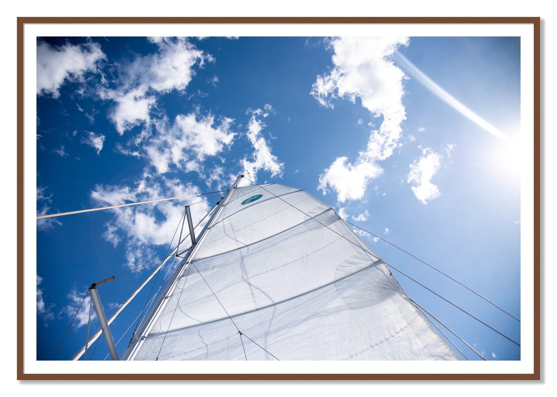 Framed photograph of Greek Sky by Dylan Ozanich, Walnut frame, Borders