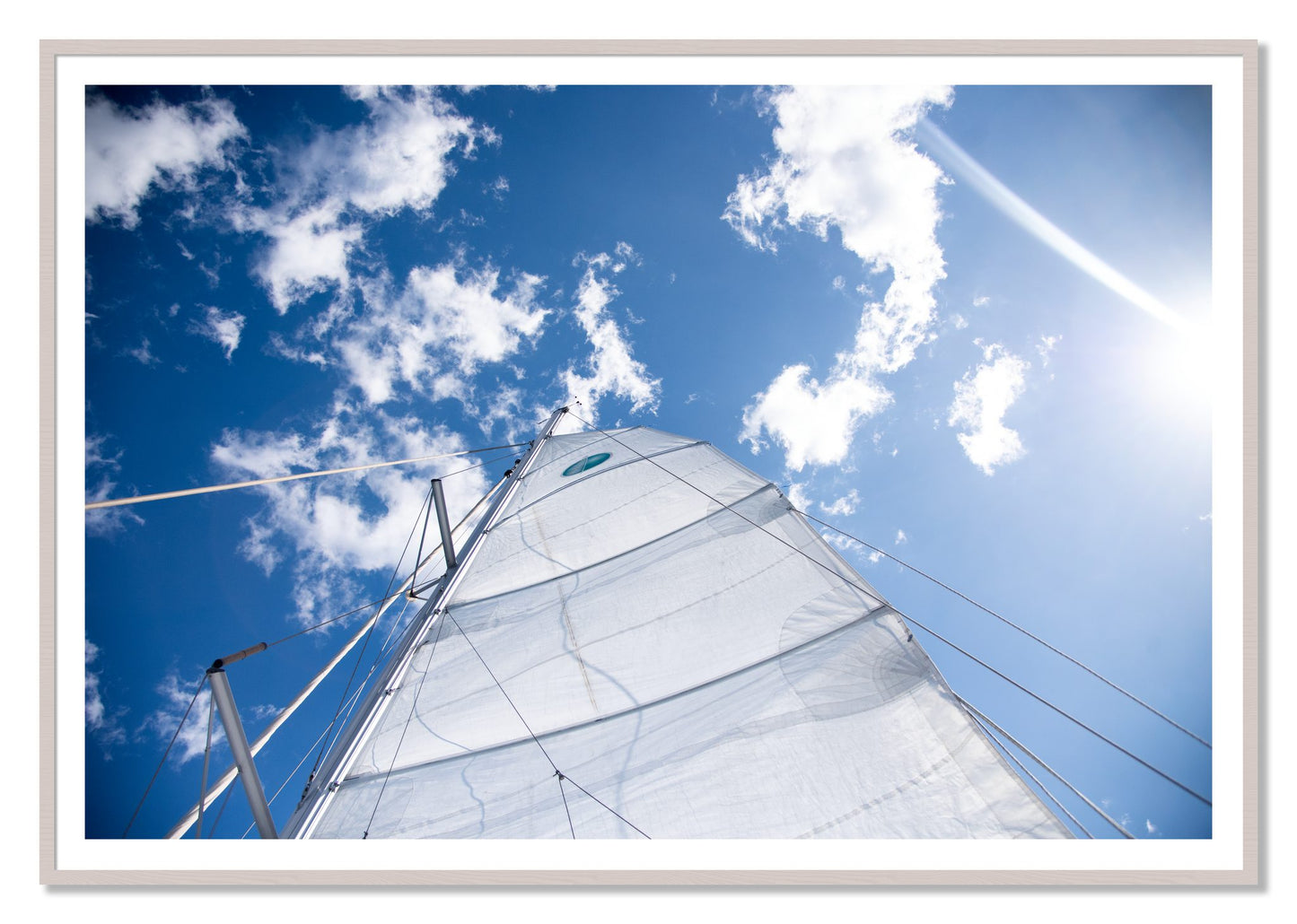 Framed photograph of Greek Sky by Dylan Ozanich, White Maple frame, Borders