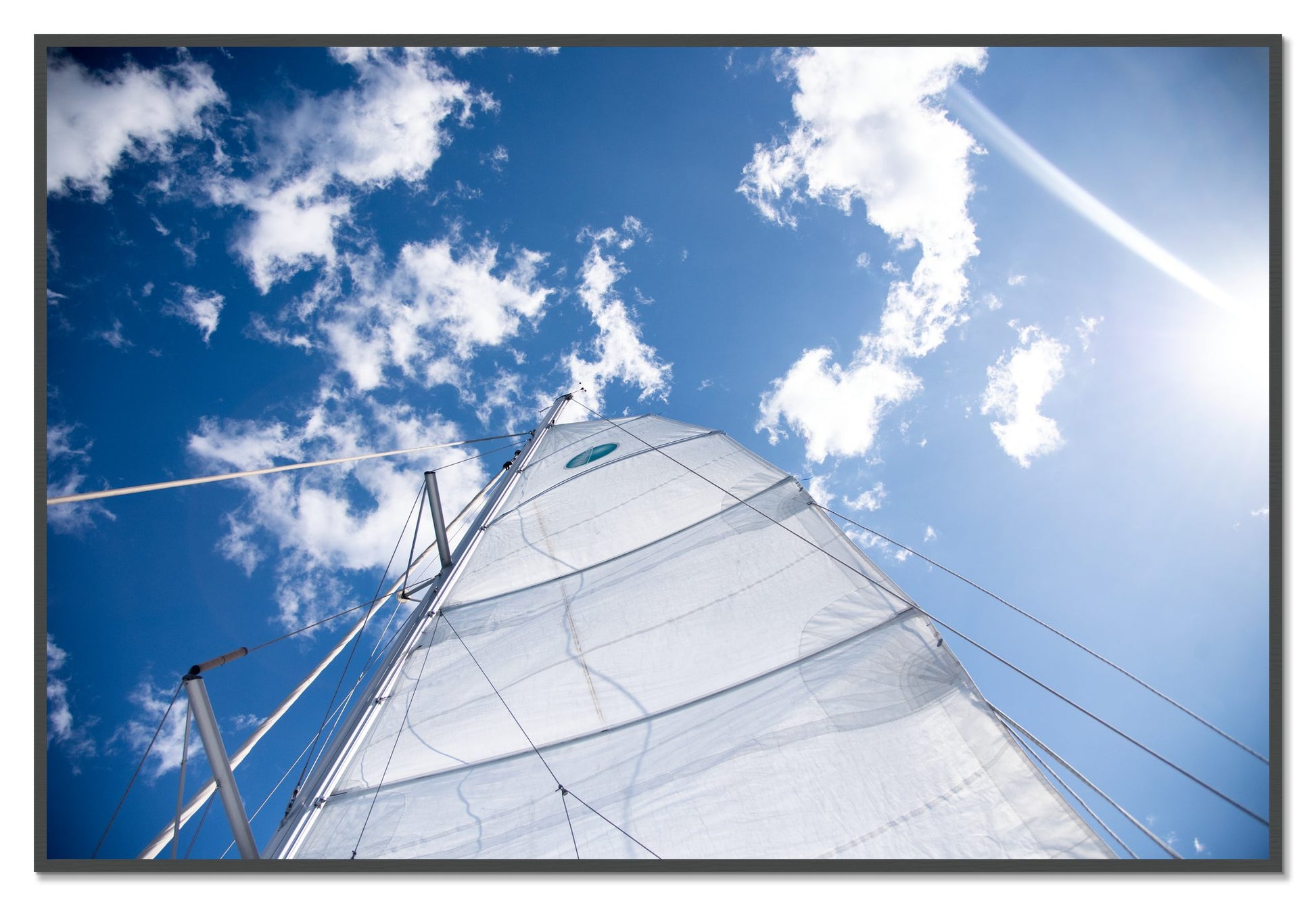 Framed photograph of Greek Sky by Dylan Ozanich, Grey frame, Full Bleed