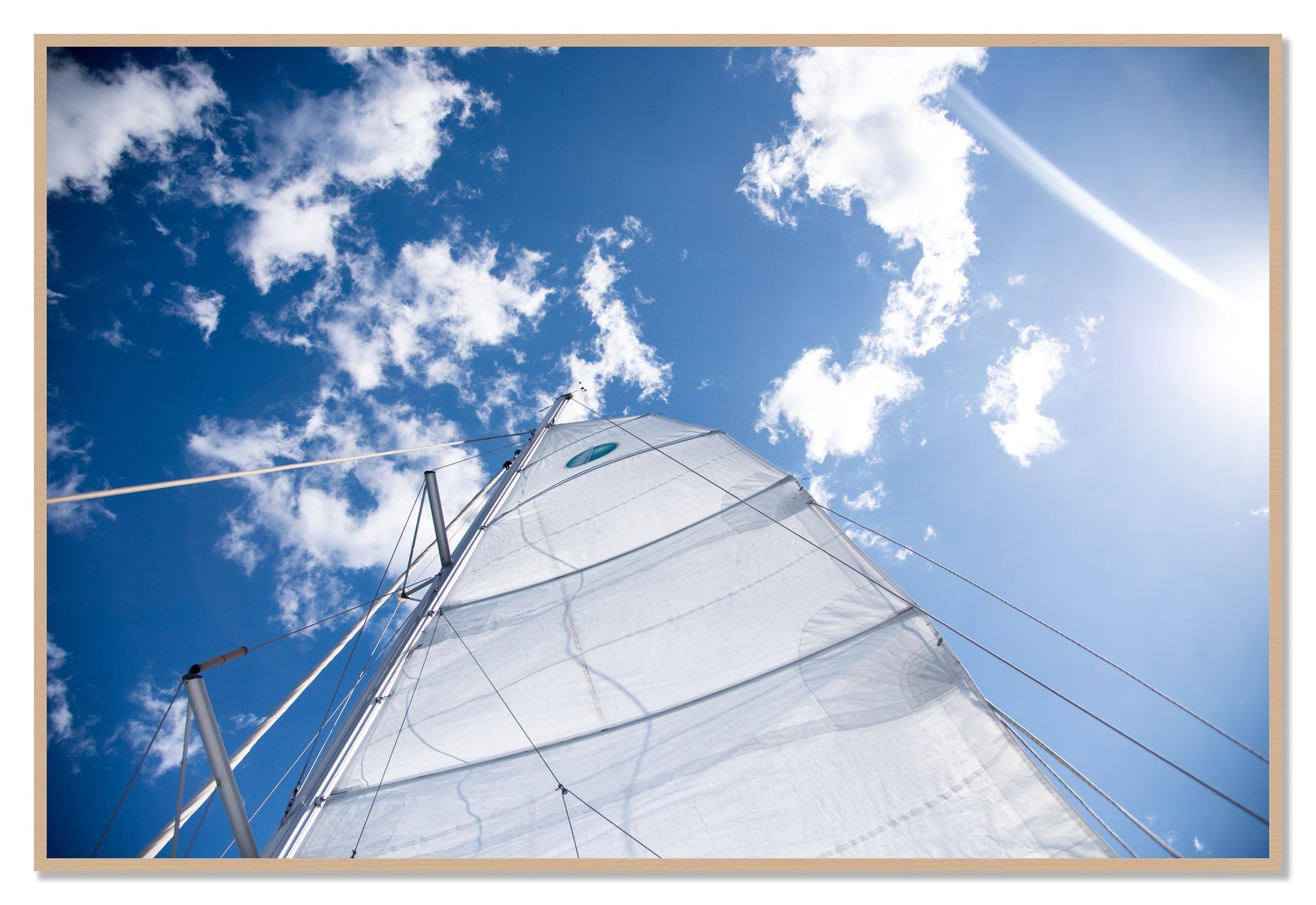 Framed photograph of Greek Sky by Dylan Ozanich, Oak frame, Full Bleed