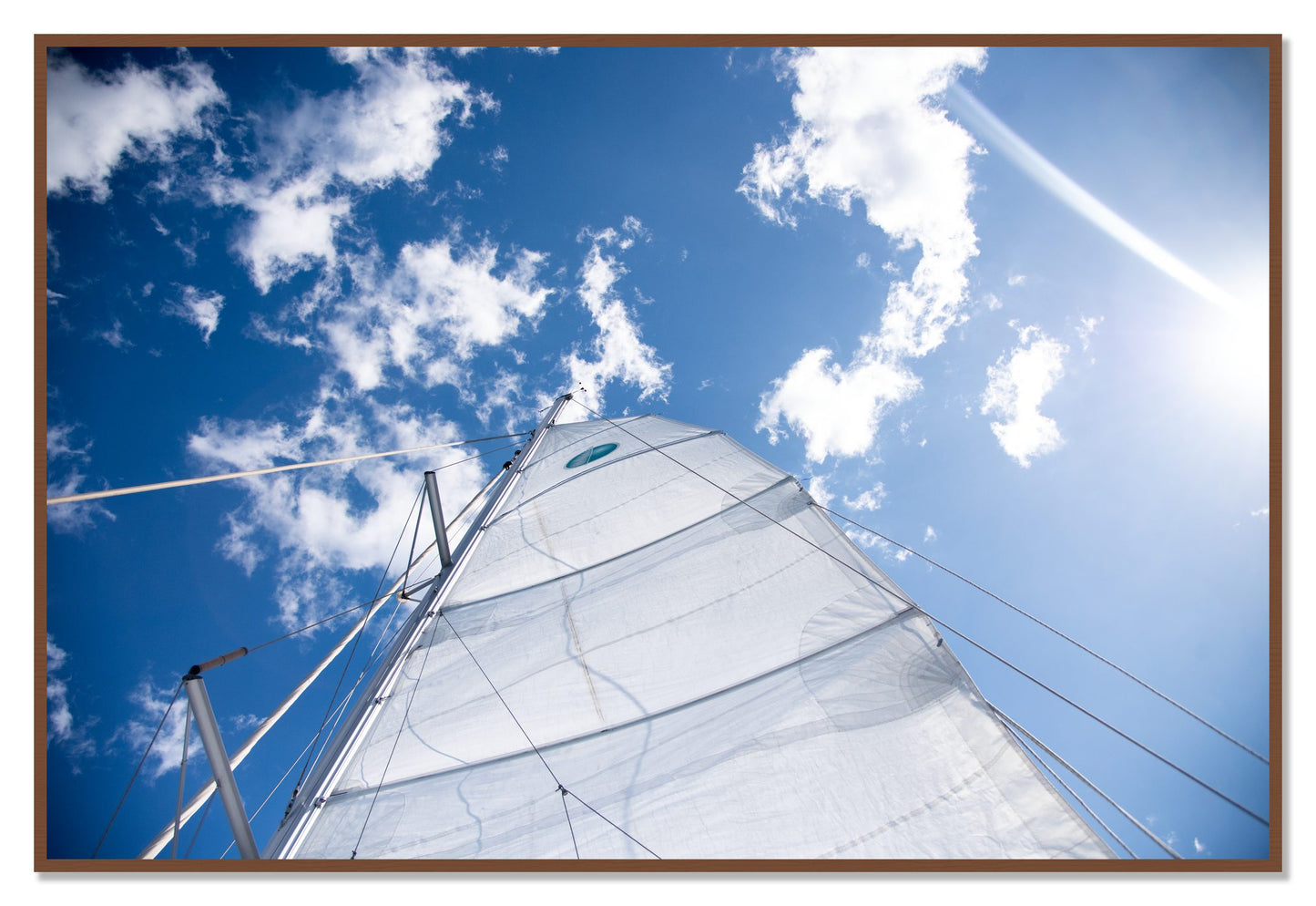 Framed photograph of Greek Sky by Dylan Ozanich, Walnut frame, Full Bleed