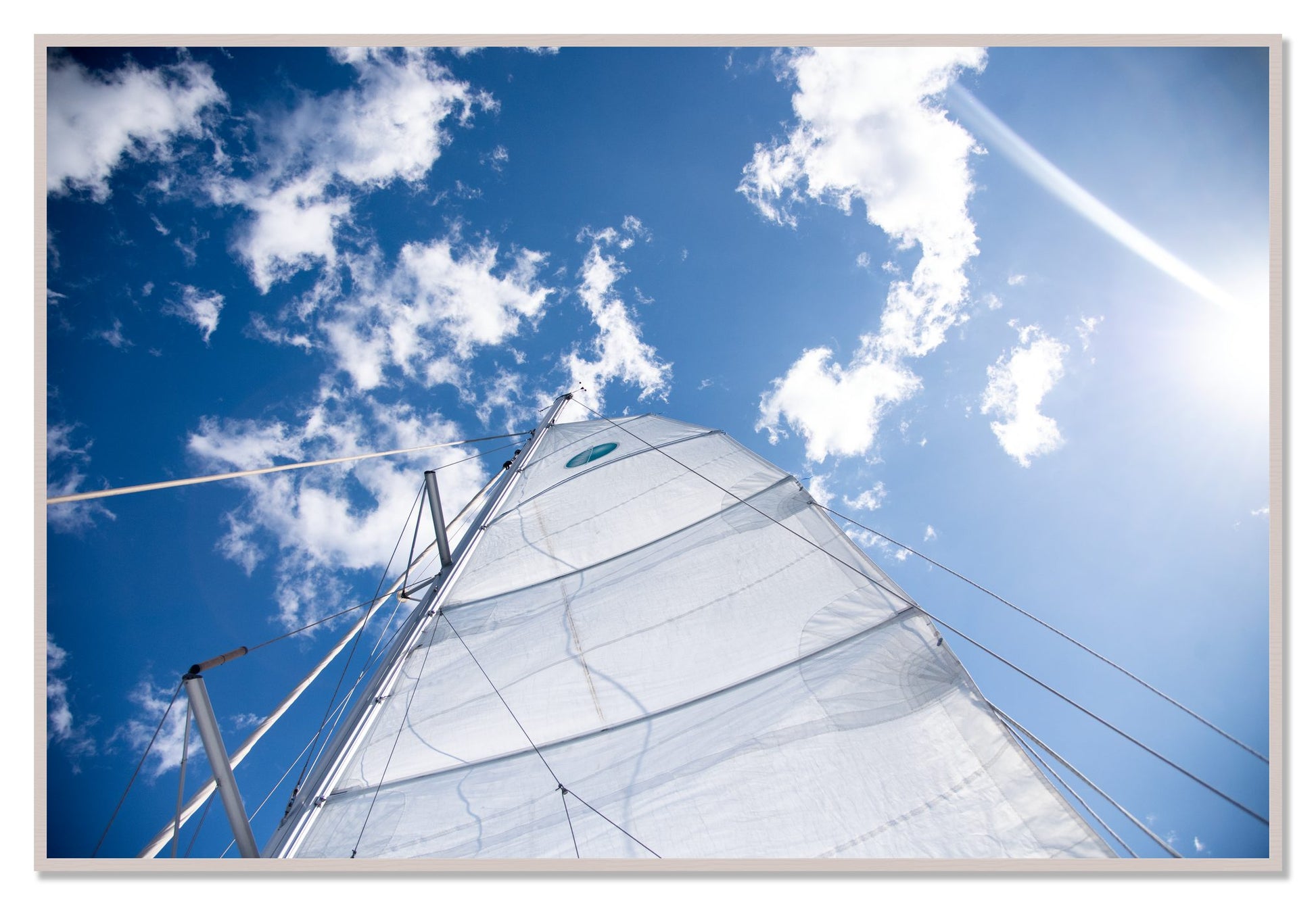 Framed photograph of Greek Sky by Dylan Ozanich, White Maple frame, Full Bleed
