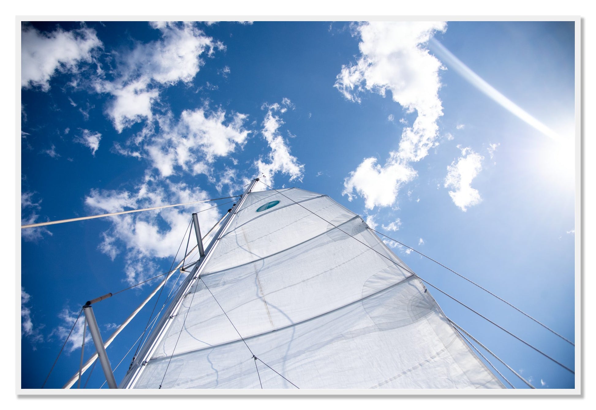 Framed photograph of Greek Sky by Dylan Ozanich, White frame, Full Bleed