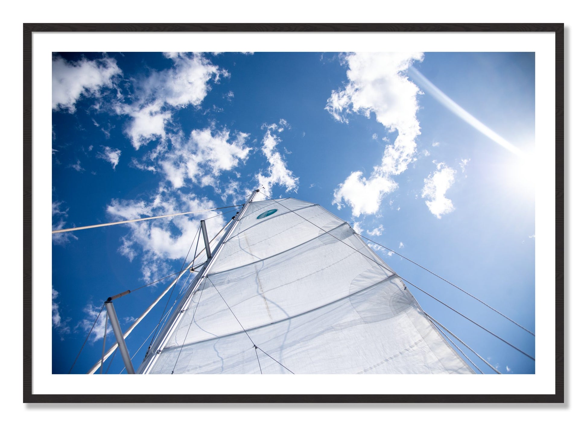 Framed photograph of Greek Sky by Dylan Ozanich, Black Walnut frame, Borders