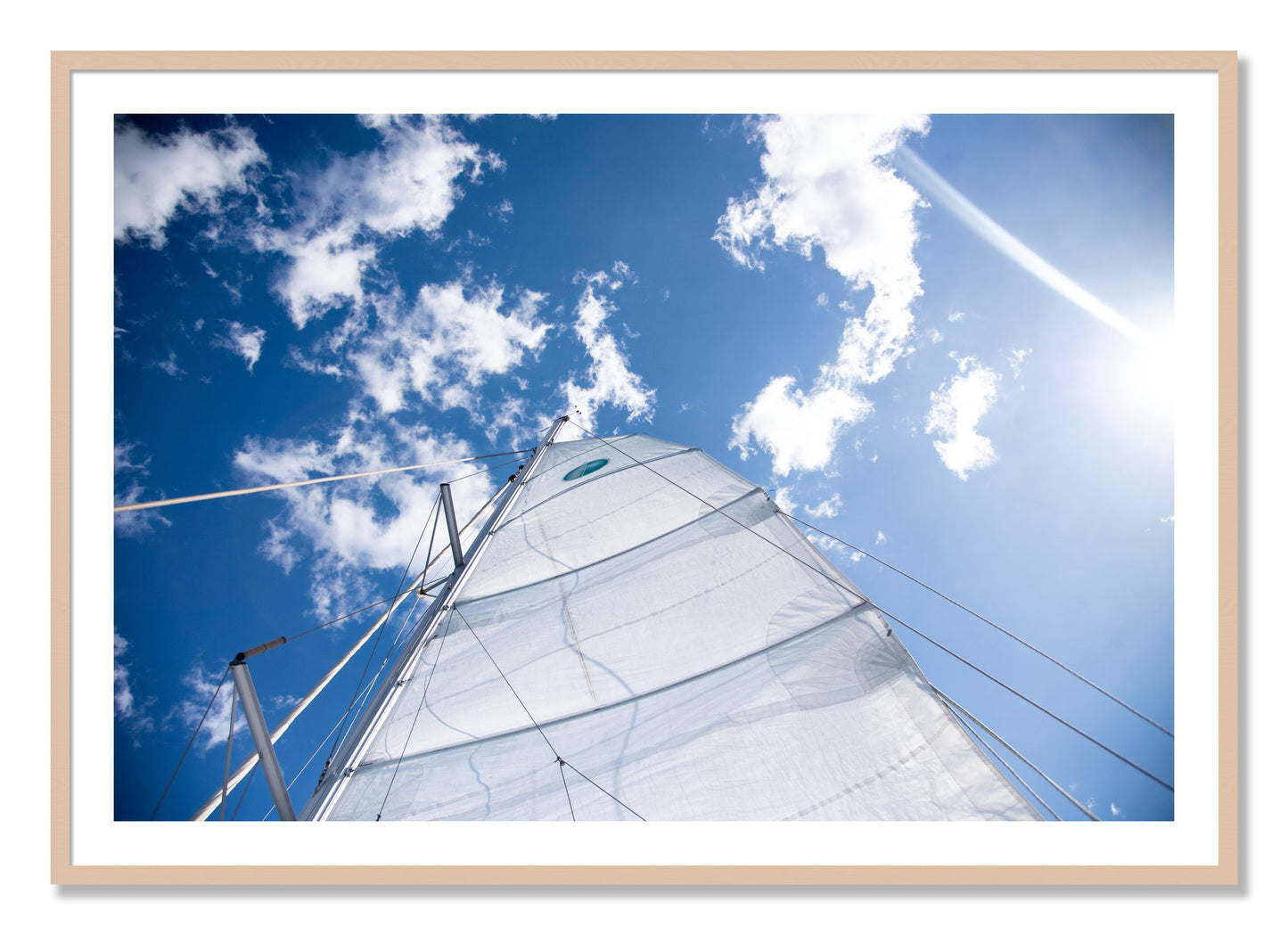 Framed photograph of Greek Sky by Dylan Ozanich, Maple frame, Borders