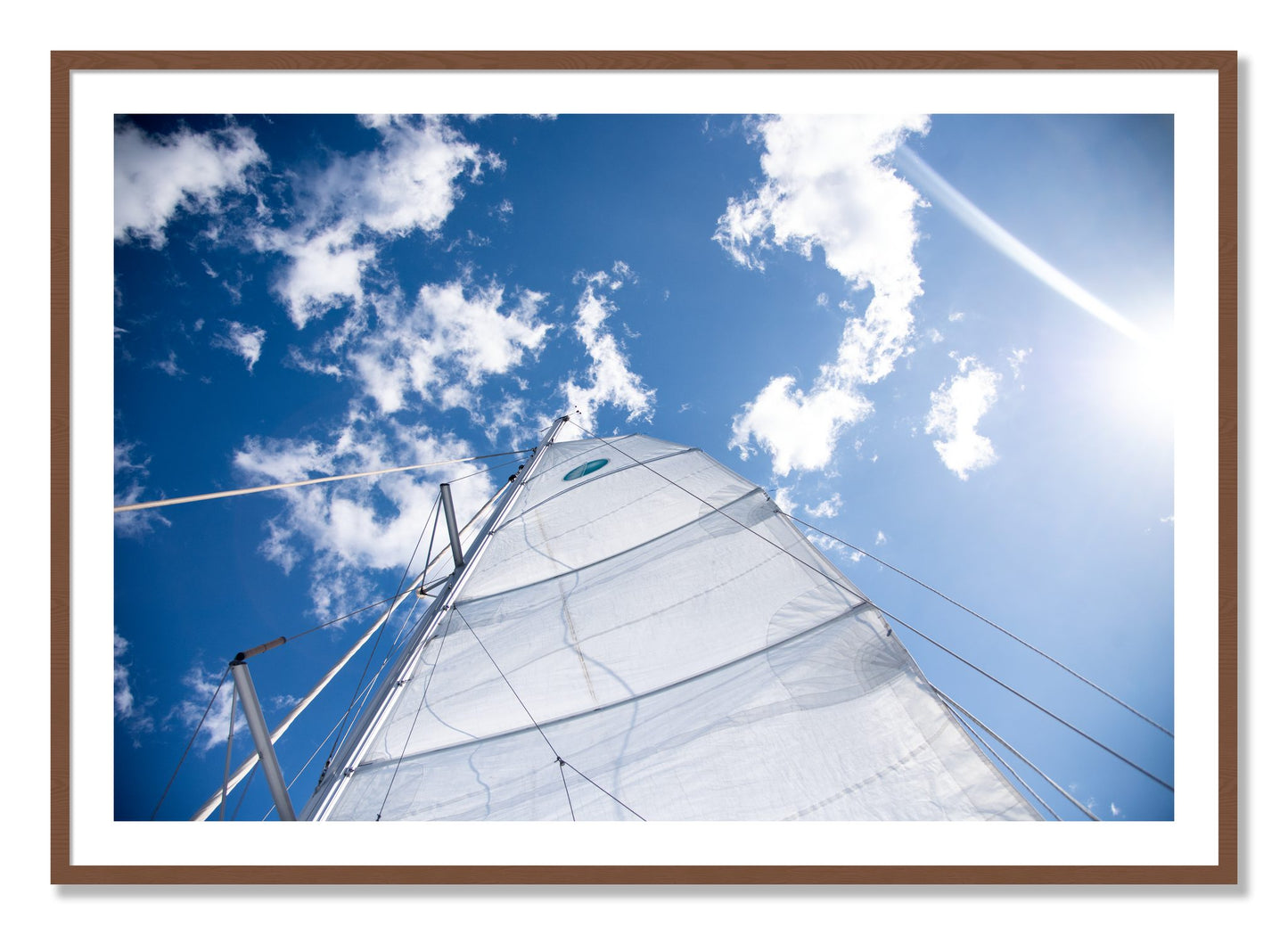 Framed photograph of Greek Sky by Dylan Ozanich, Walnut frame, Borders