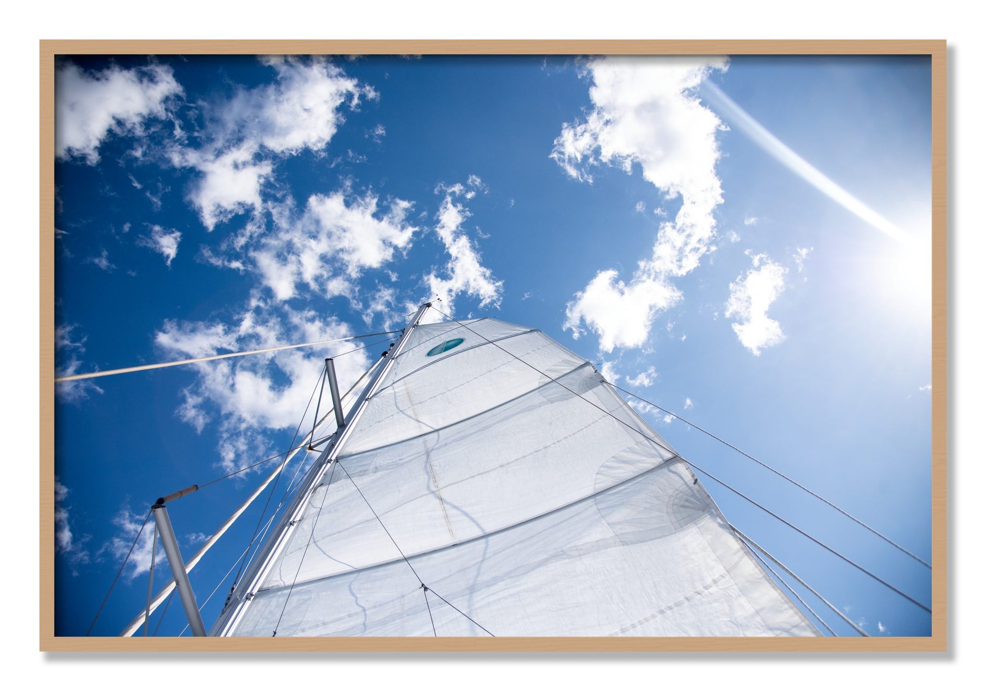 Framed photograph of Greek Sky by Dylan Ozanich, Oak frame, Full Bleed