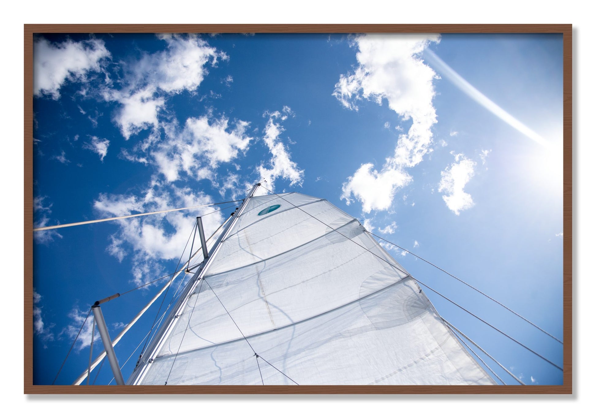 Framed photograph of Greek Sky by Dylan Ozanich, Walnut frame, Full Bleed