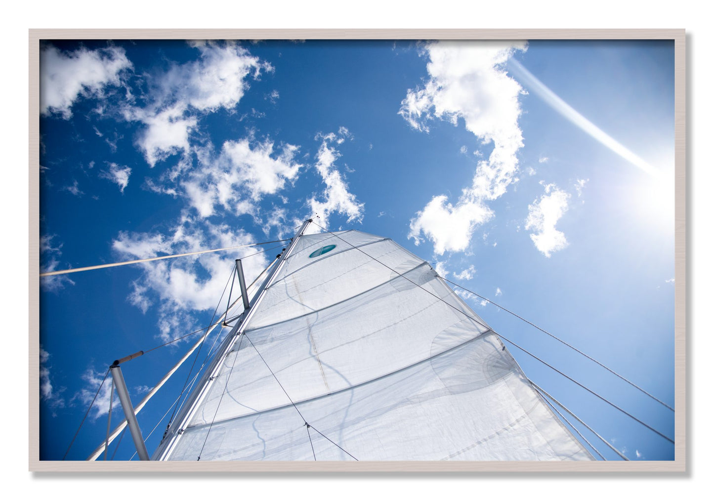 Framed photograph of Greek Sky by Dylan Ozanich, White Maple frame, Full Bleed