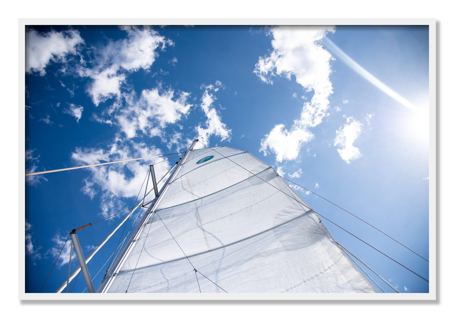 Framed photograph of Greek Sky by Dylan Ozanich, White frame, Full Bleed