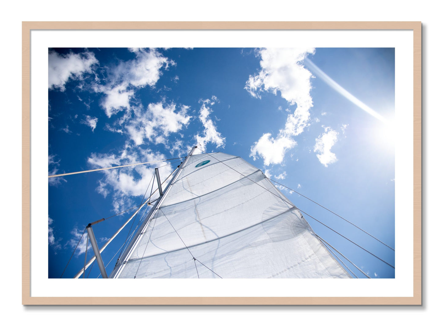Framed photograph of Greek Sky by Dylan Ozanich, Maple frame, Borders