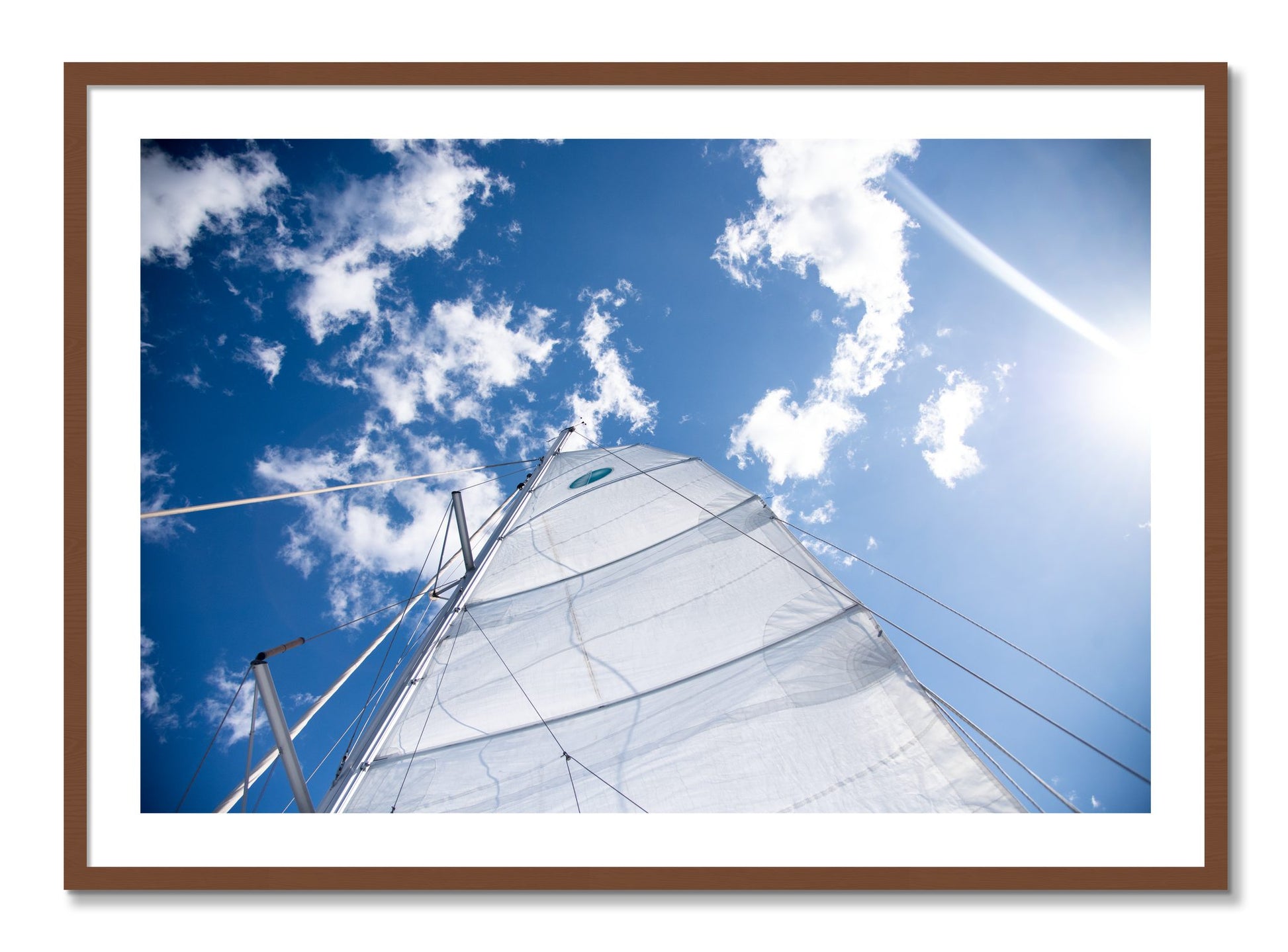 Framed photograph of Greek Sky by Dylan Ozanich, Walnut frame, Borders