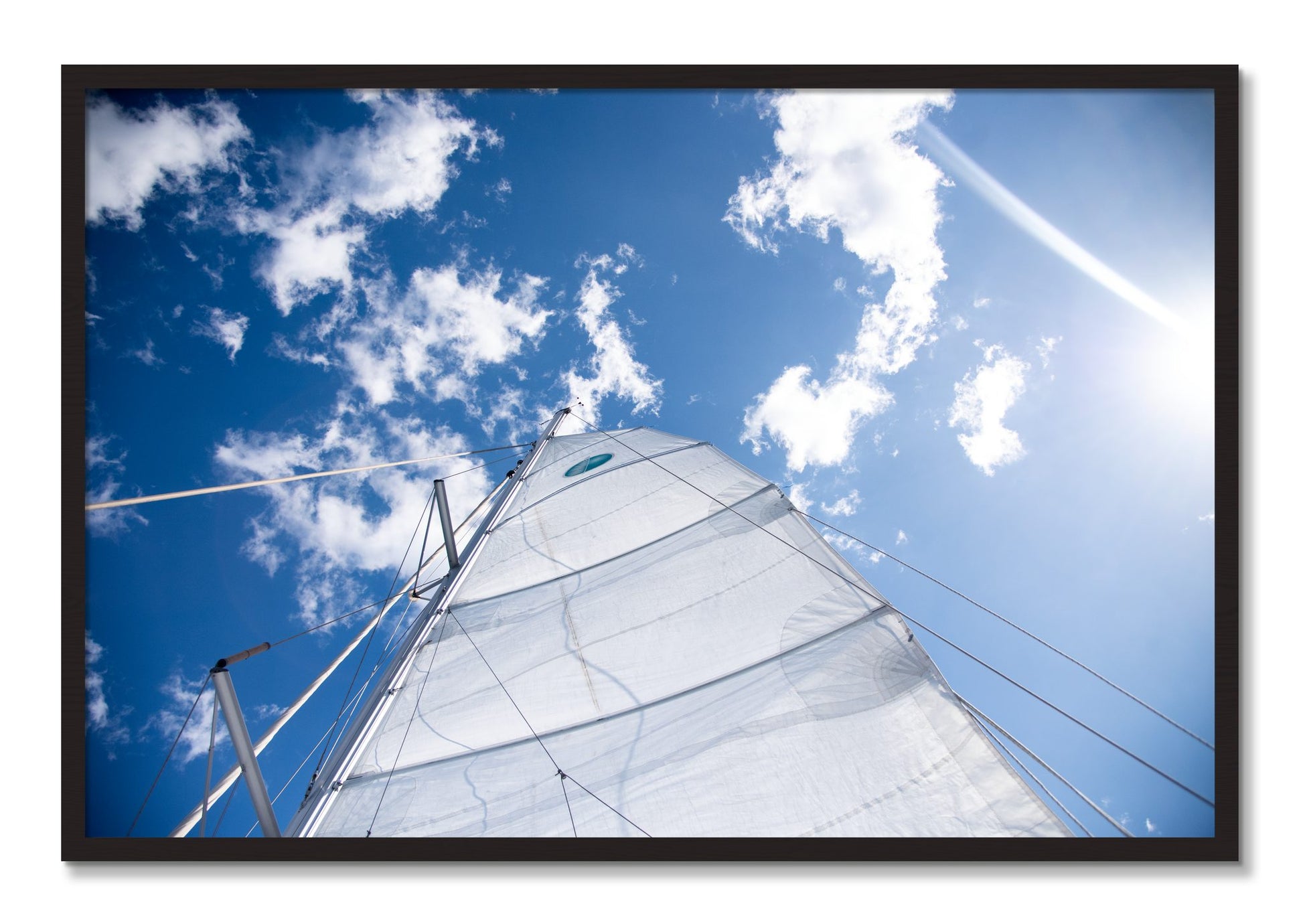 Framed photograph of Greek Sky by Dylan Ozanich, Black Walnut frame, Full Bleed