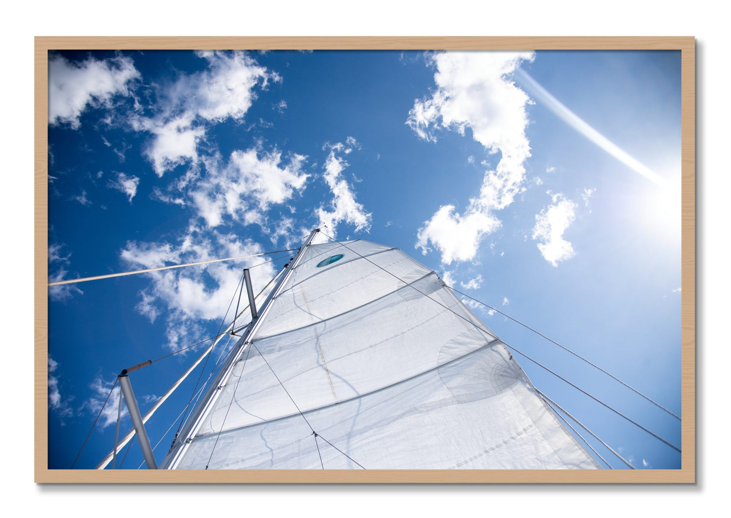 Framed photograph of Greek Sky by Dylan Ozanich, Oak frame, Full Bleed