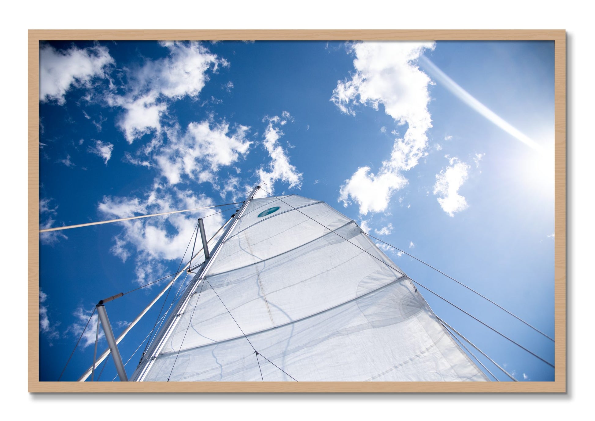 Framed photograph of Greek Sky by Dylan Ozanich, Oak frame, Full Bleed