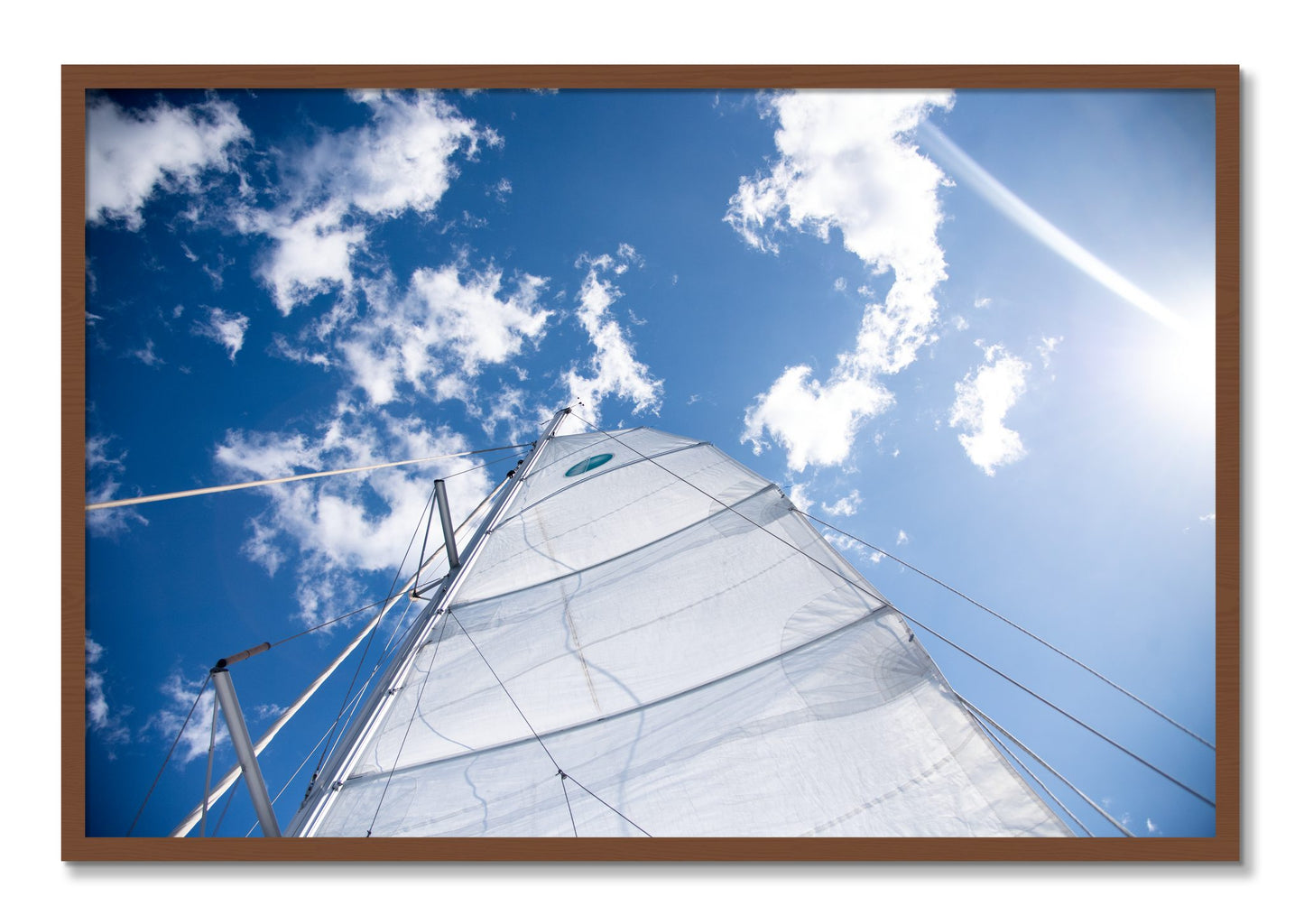 Framed photograph of Greek Sky by Dylan Ozanich, Walnut frame, Full Bleed