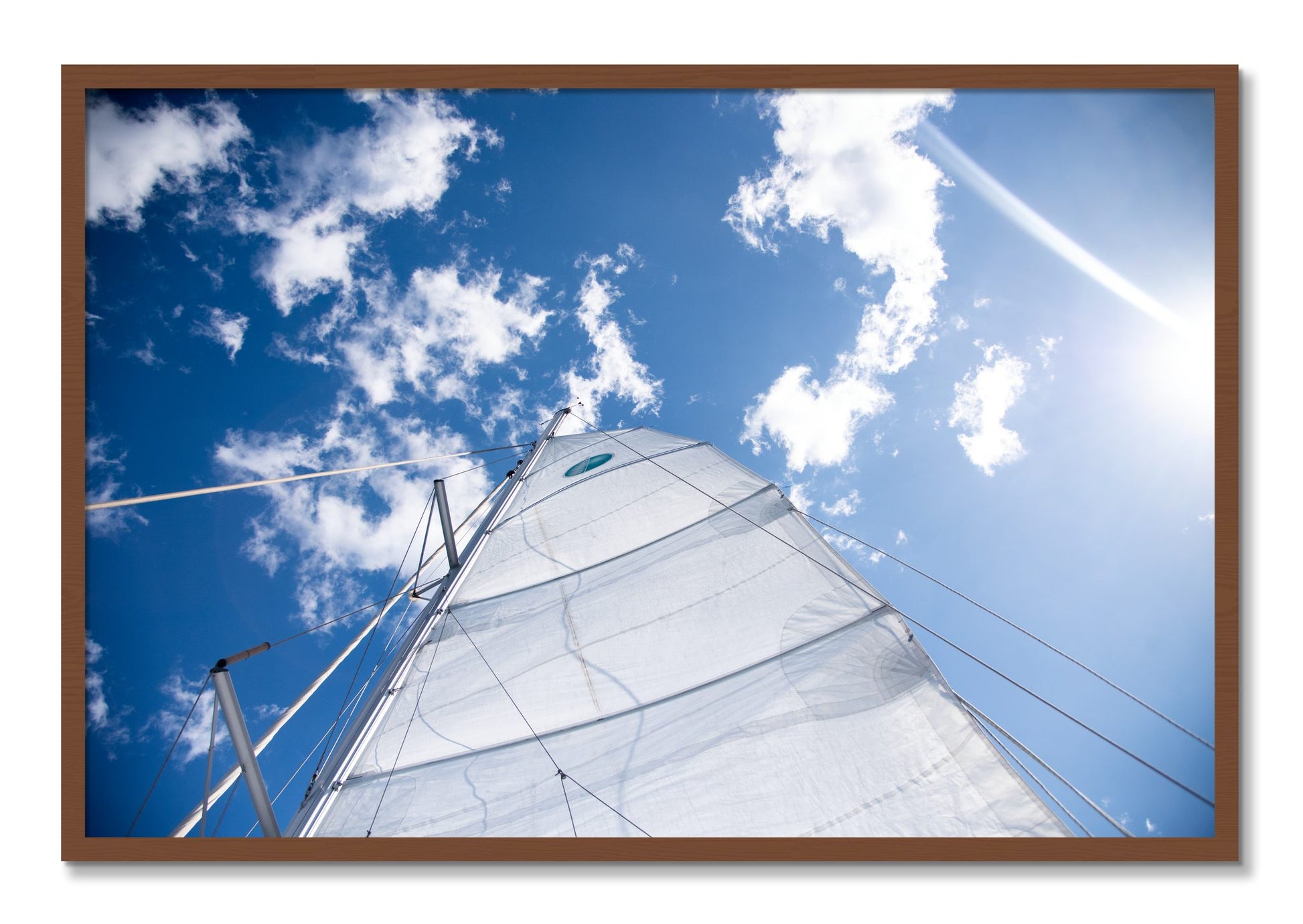 Framed photograph of Greek Sky by Dylan Ozanich, Walnut frame, Full Bleed