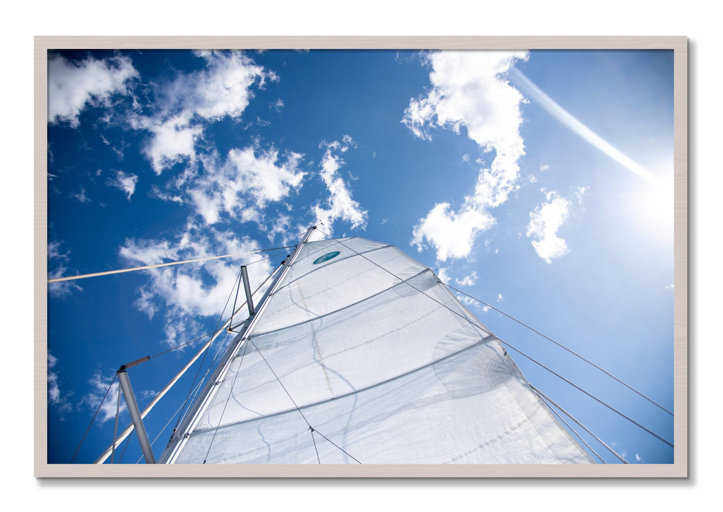 Framed photograph of Greek Sky by Dylan Ozanich, White Maple frame, Full Bleed