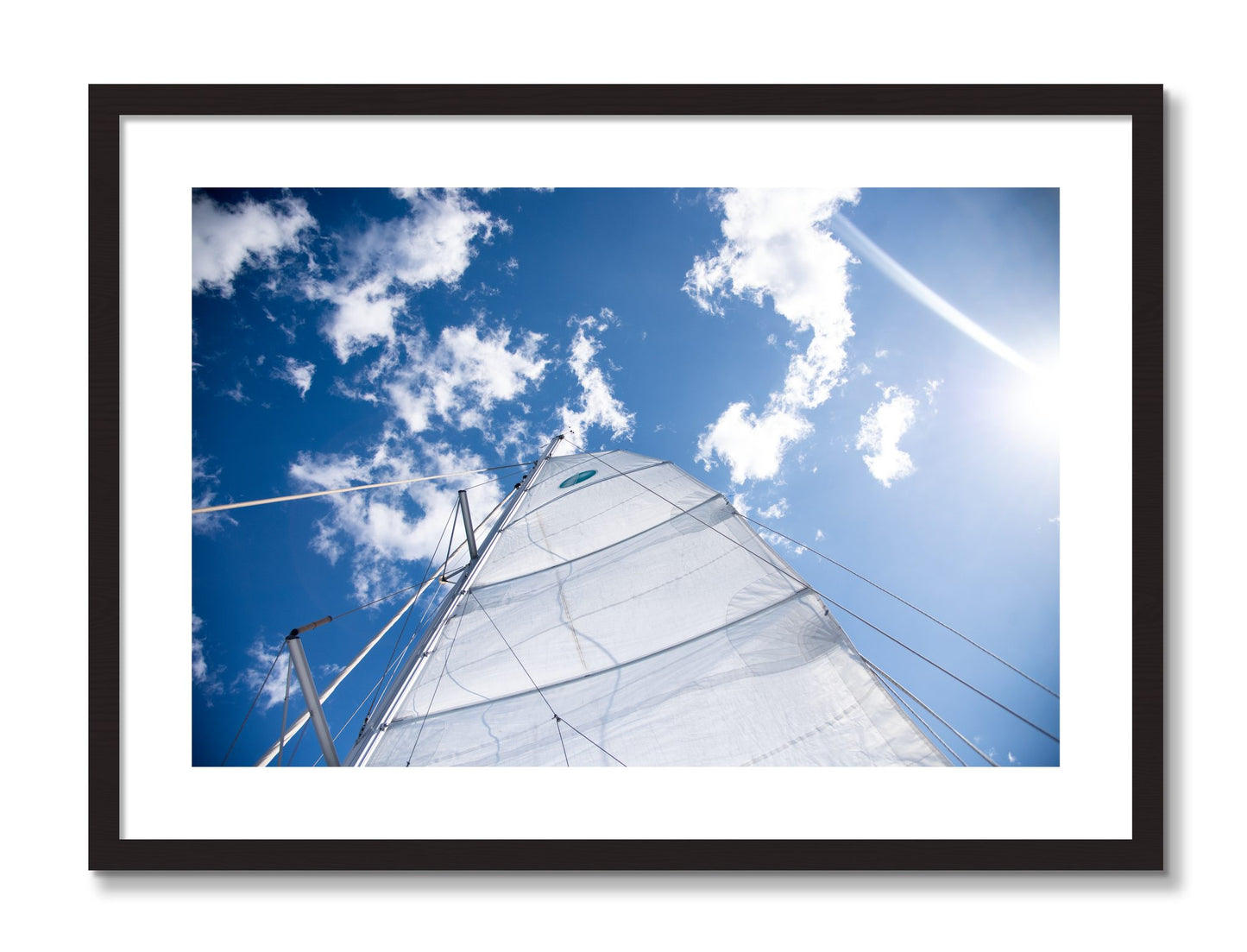Framed photograph of Greek Sky by Dylan Ozanich, Black Walnut frame, Borders