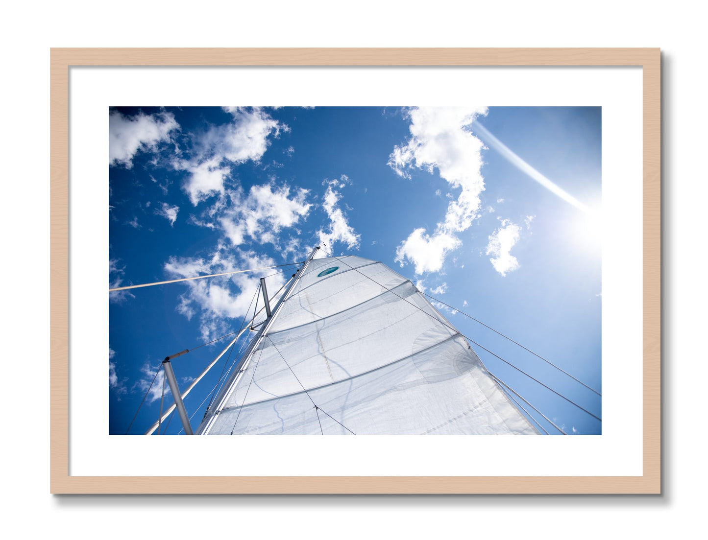 Framed photograph of Greek Sky by Dylan Ozanich, Maple frame, Borders