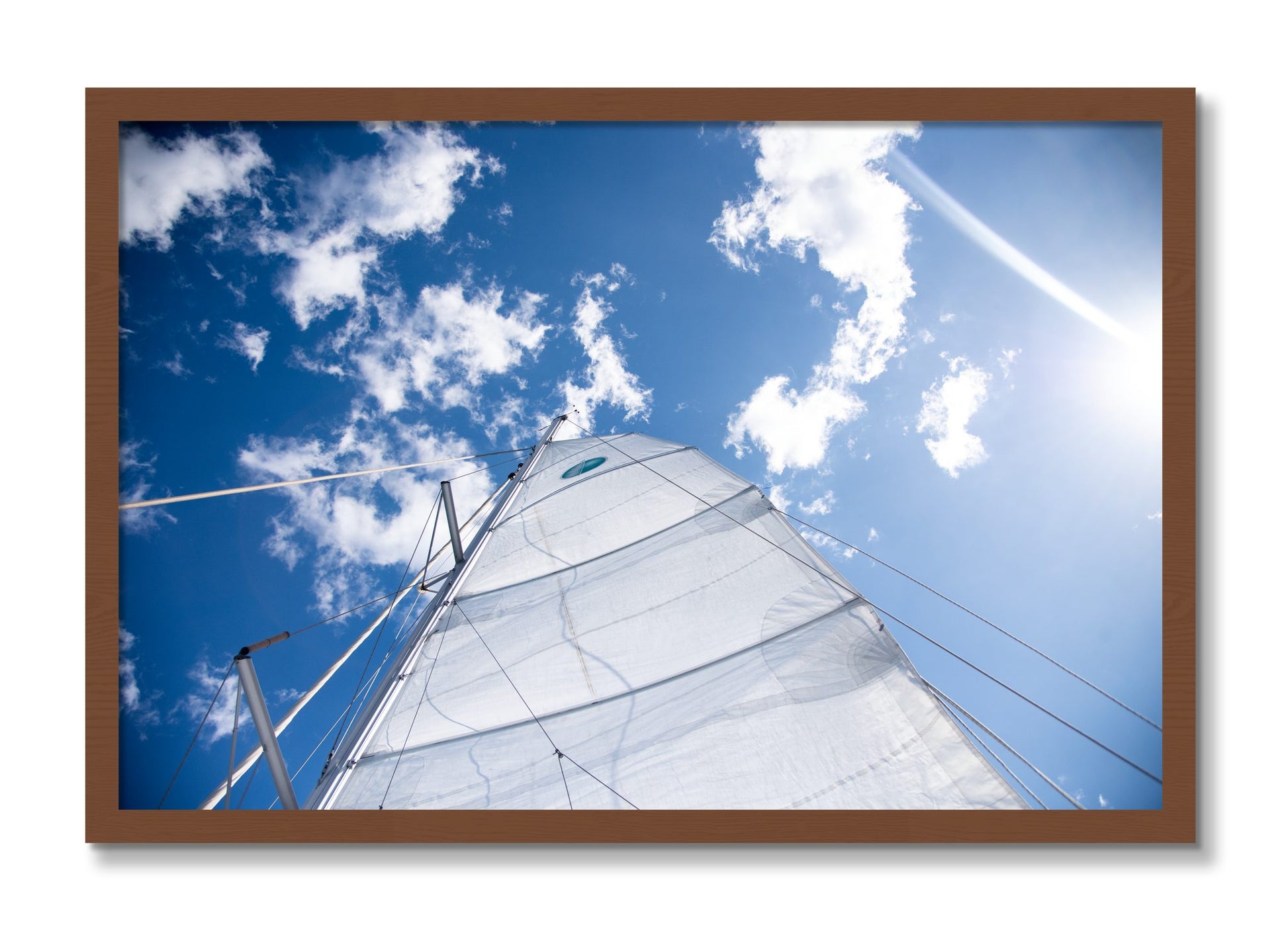 Framed photograph of Greek Sky by Dylan Ozanich, Walnut frame, Full Bleed