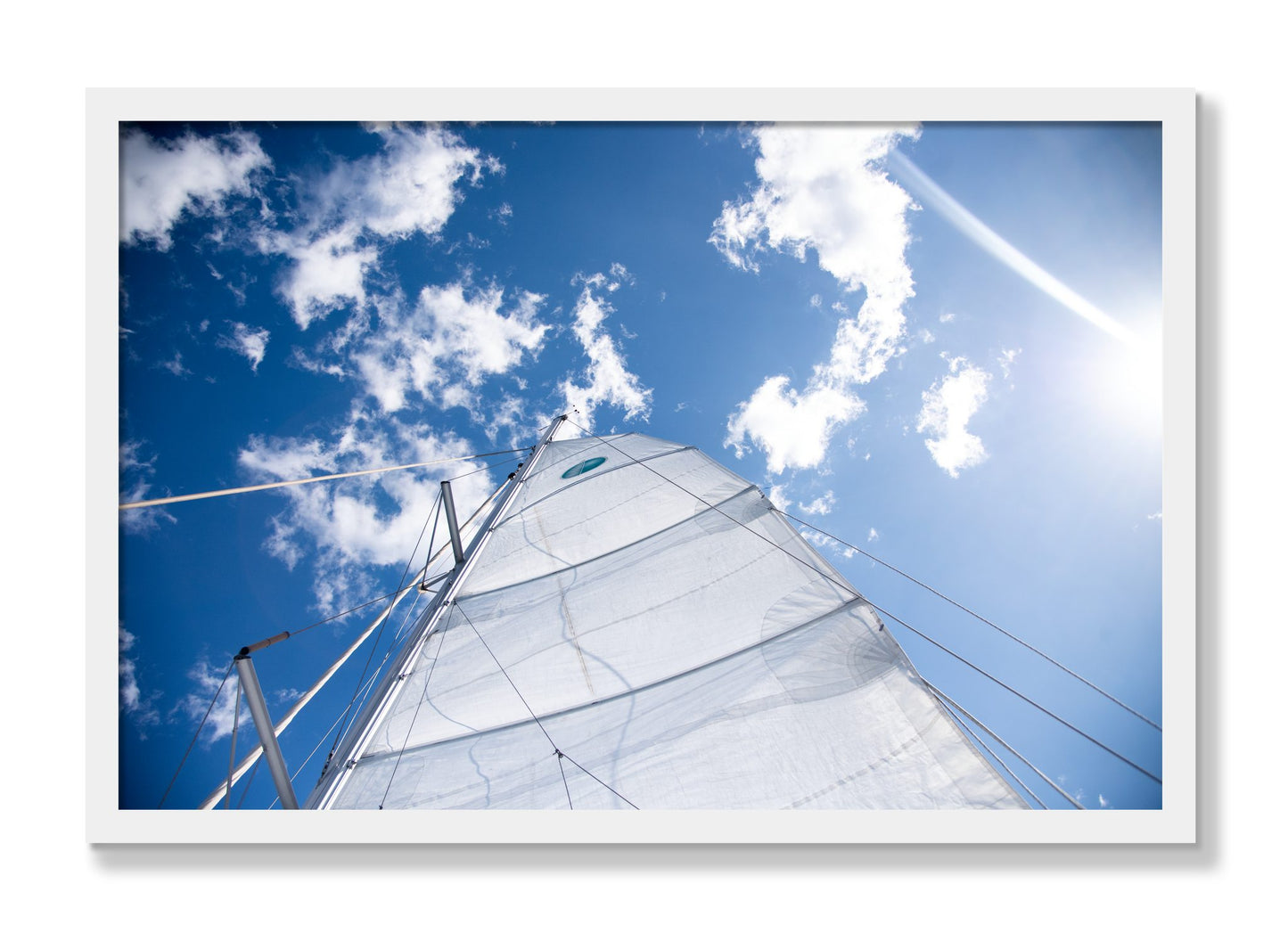 Framed photograph of Greek Sky by Dylan Ozanich, White frame, Full Bleed