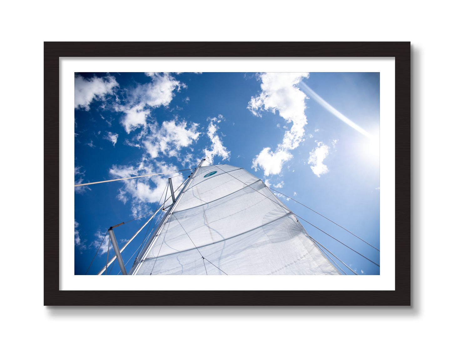 Framed photograph of Greek Sky by Dylan Ozanich, Black Walnut frame, Borders