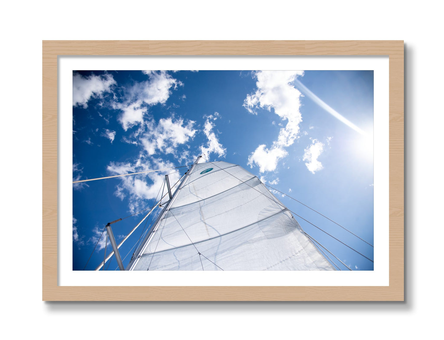 Framed photograph of Greek Sky by Dylan Ozanich, Oak frame, Borders