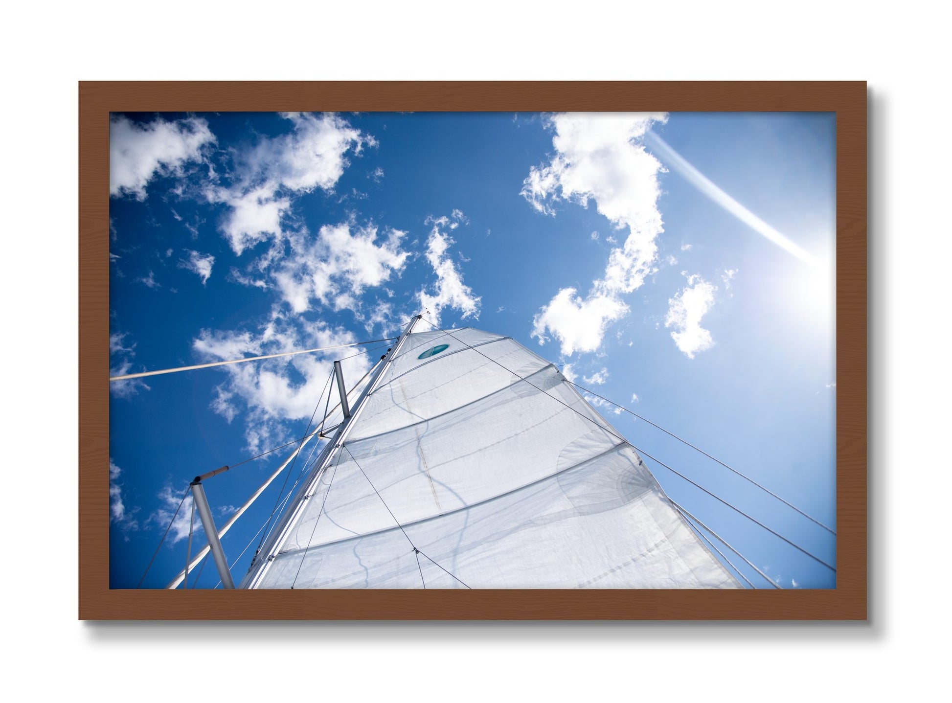 Framed photograph of Greek Sky by Dylan Ozanich, Walnut frame, Full Bleed