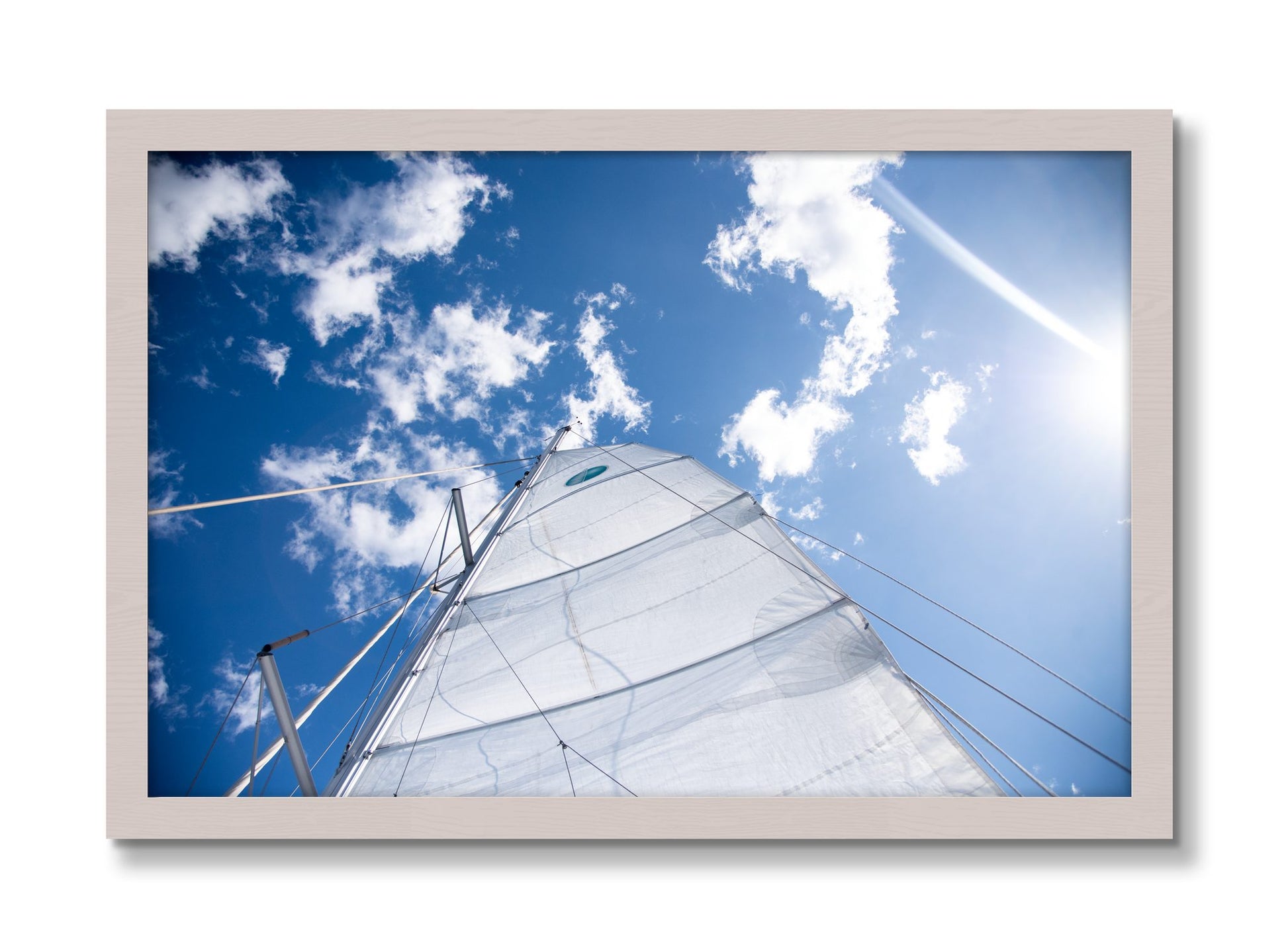 Framed photograph of Greek Sky by Dylan Ozanich, White Maple frame, Full Bleed