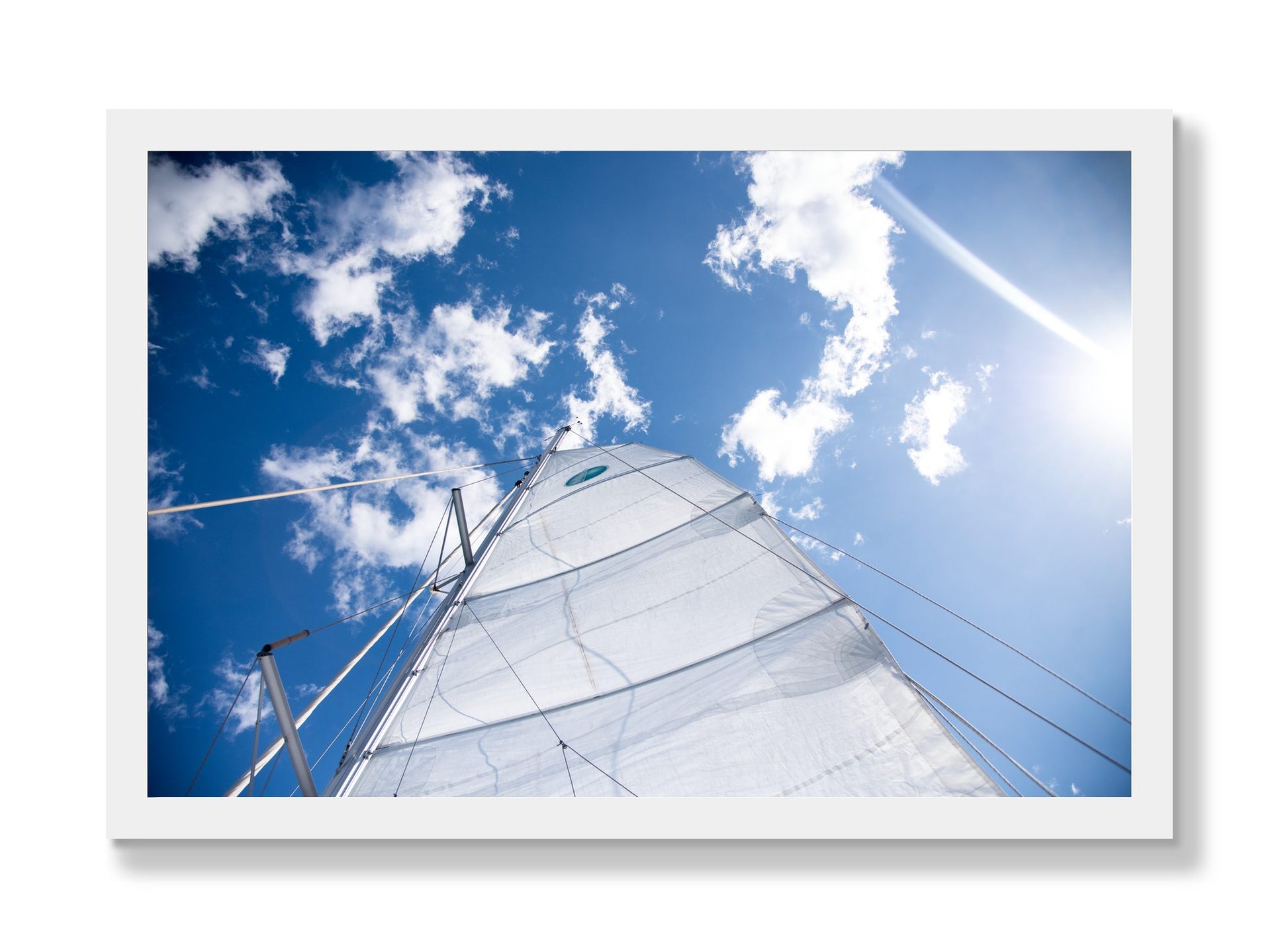 Framed photograph of Greek Sky by Dylan Ozanich, White frame, Full Bleed
