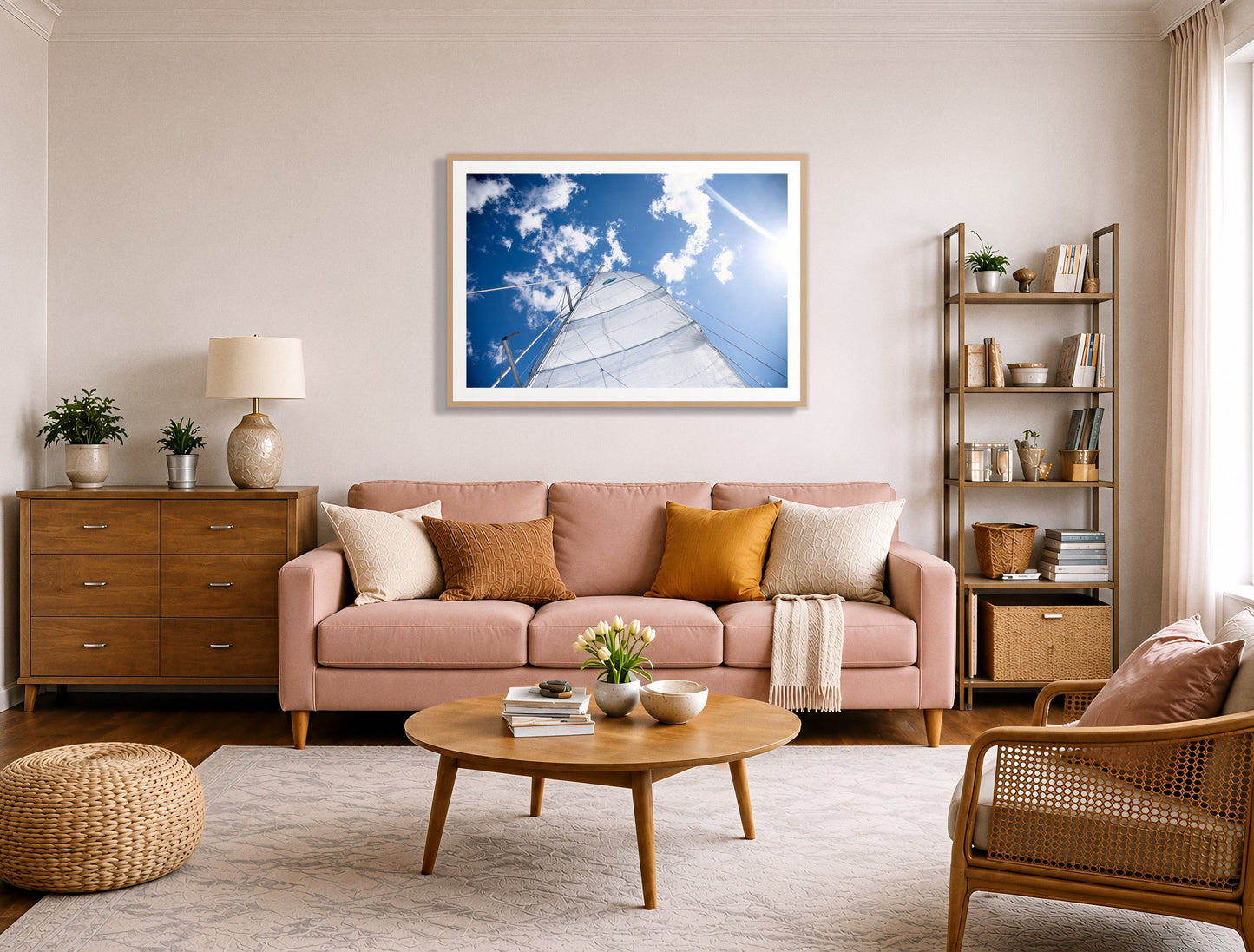 Framed photograph of Greek Sky by Dylan Ozanich displayed on a wall
