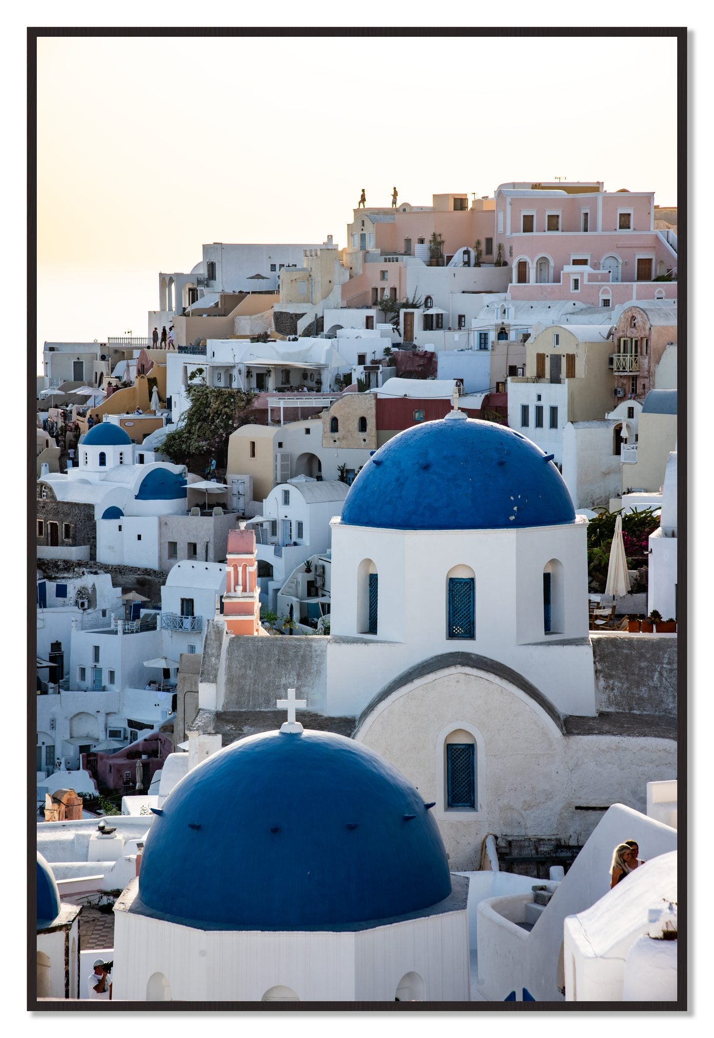 Greek Village by Dylan Ozanich, 48×72 Full Bleed Print in a Black Walnut frame