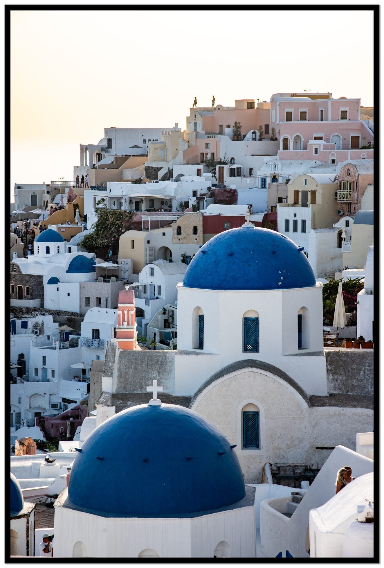 Greek Village by Dylan Ozanich, 48×72 Full Bleed Print in a Black frame