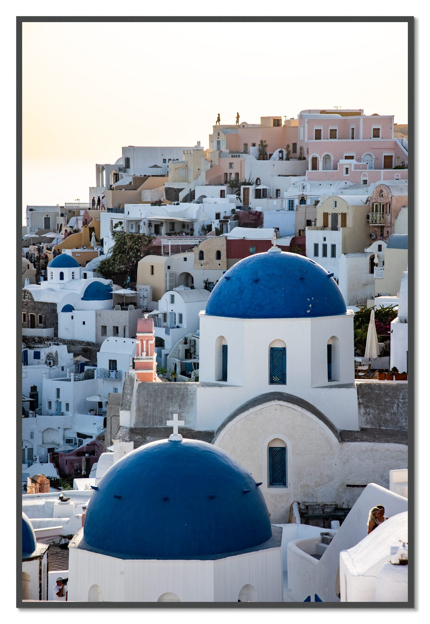 Greek Village by Dylan Ozanich, 48×72 Full Bleed Print in a Grey frame