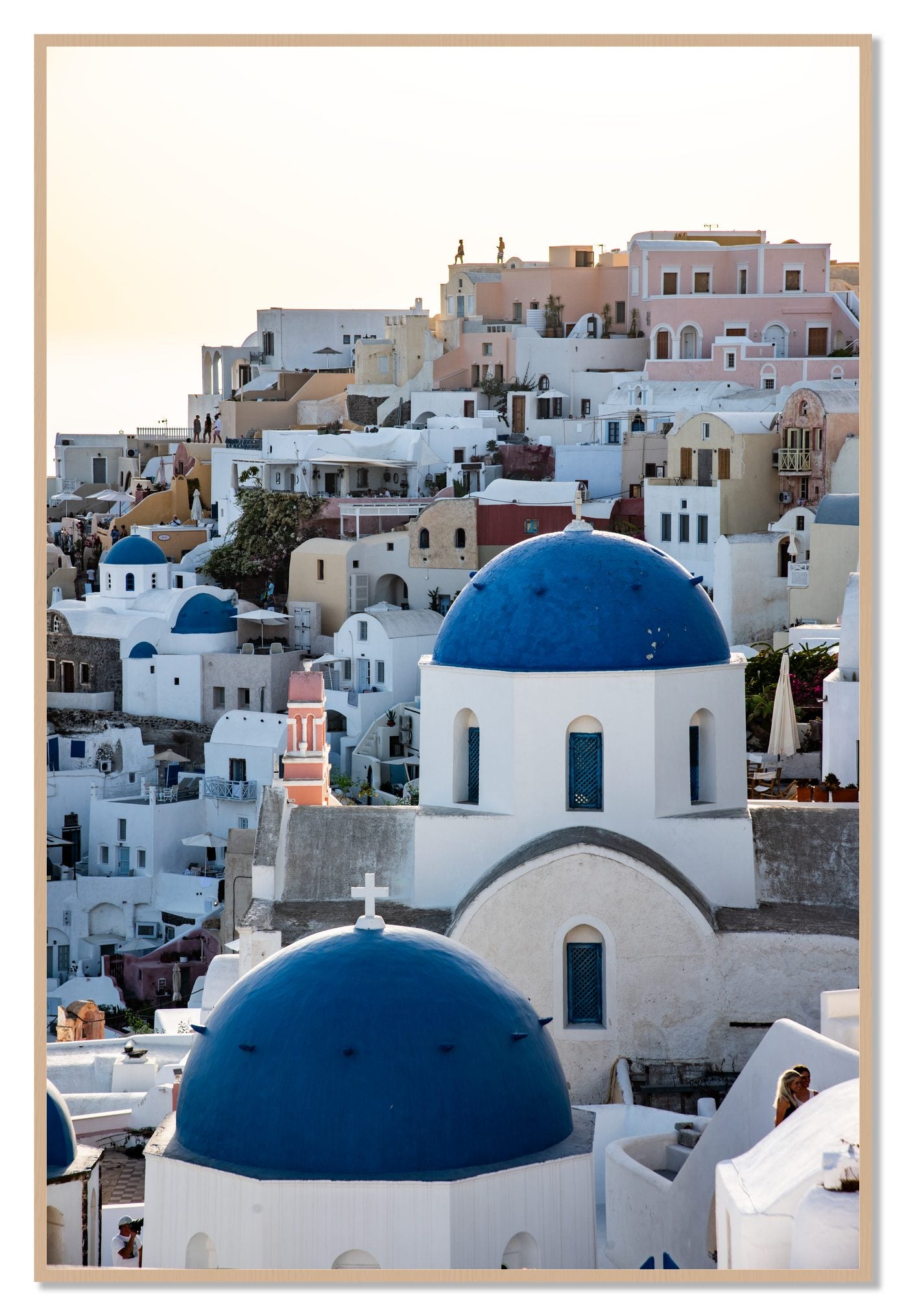 Greek Village by Dylan Ozanich, 48×72 Full Bleed Print in an Oak frame