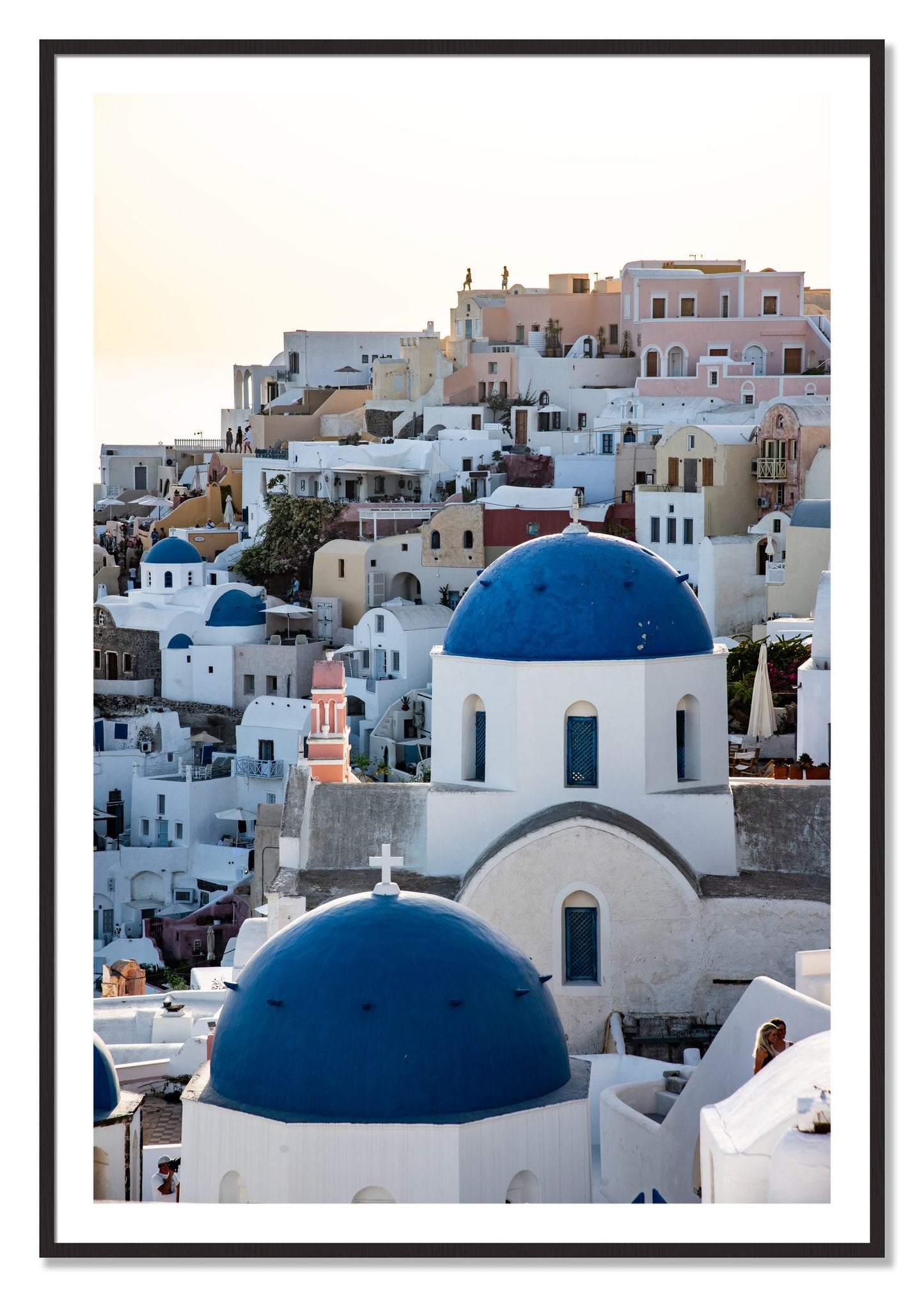 Framed photograph of Greek Village by Dylan Ozanich, Black Walnut frame, Borders