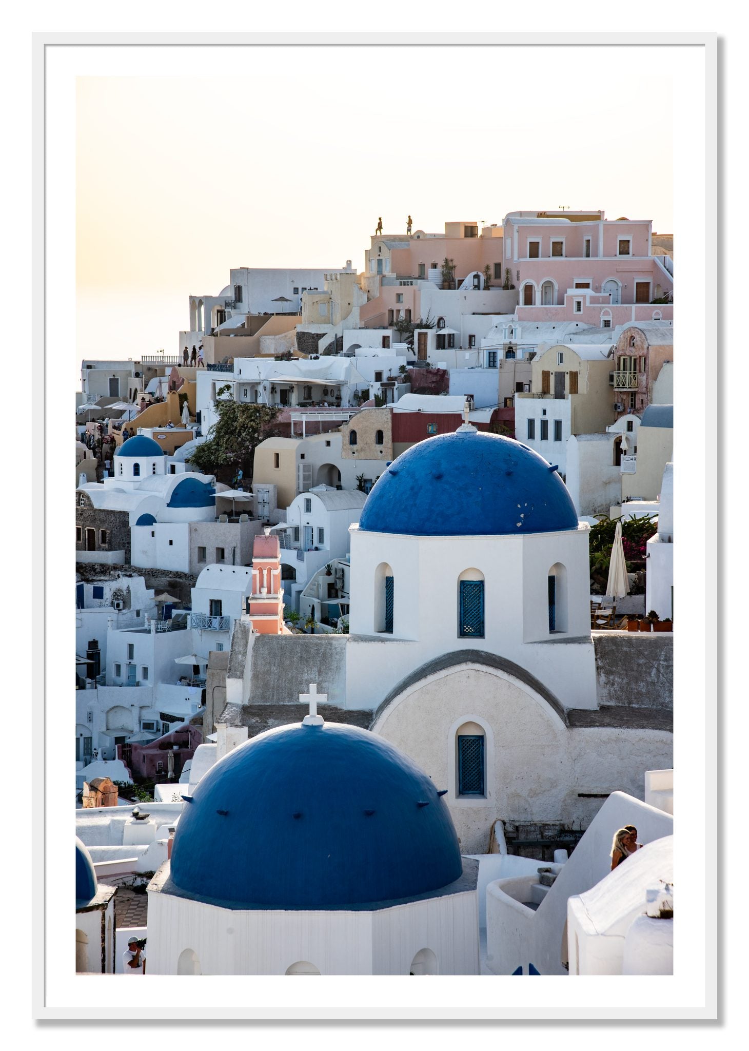 Framed photograph of Greek Village by Dylan Ozanich, White frame, Borders