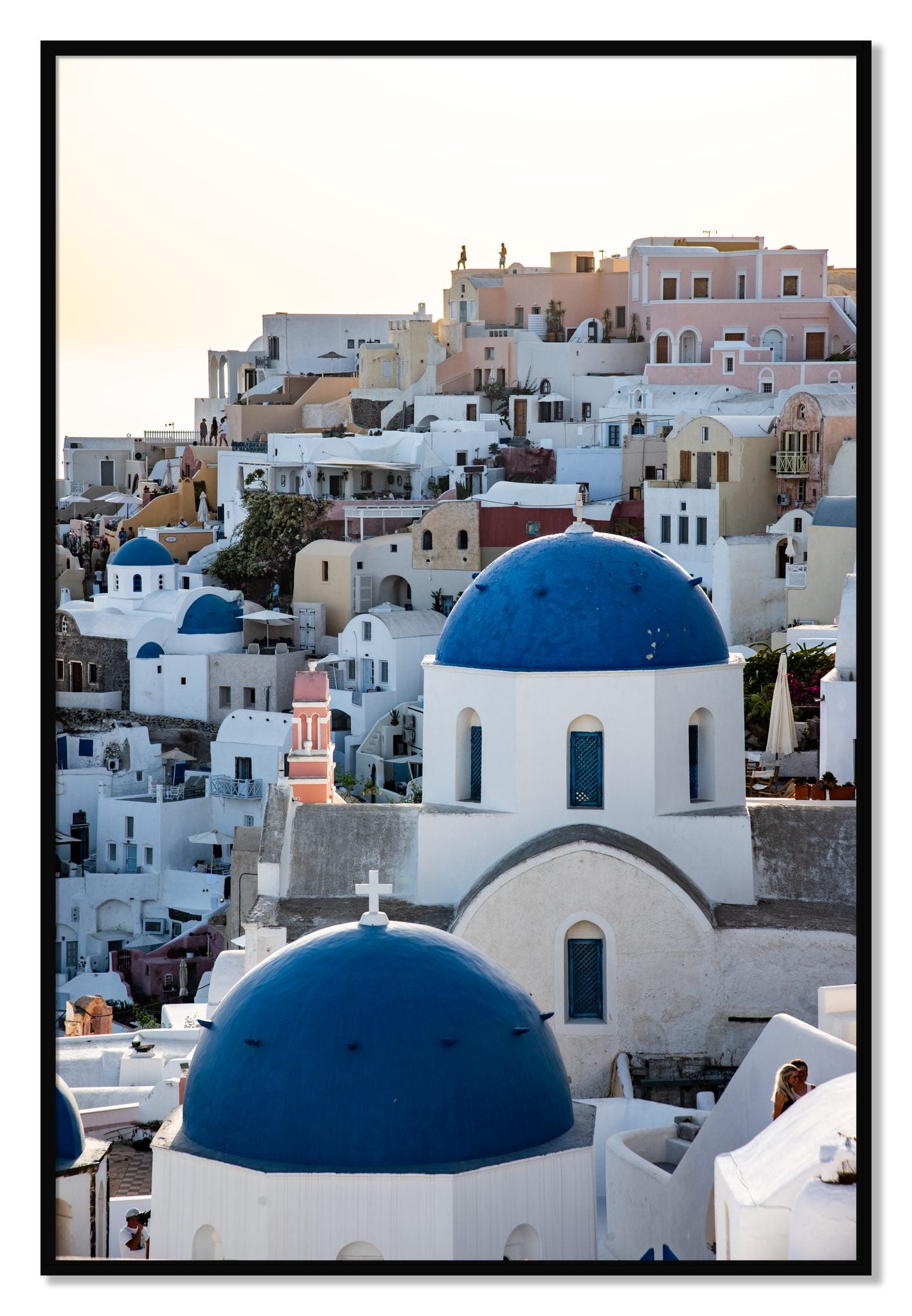 Framed photograph of Greek Village by Dylan Ozanich, Black frame, Full Bleed