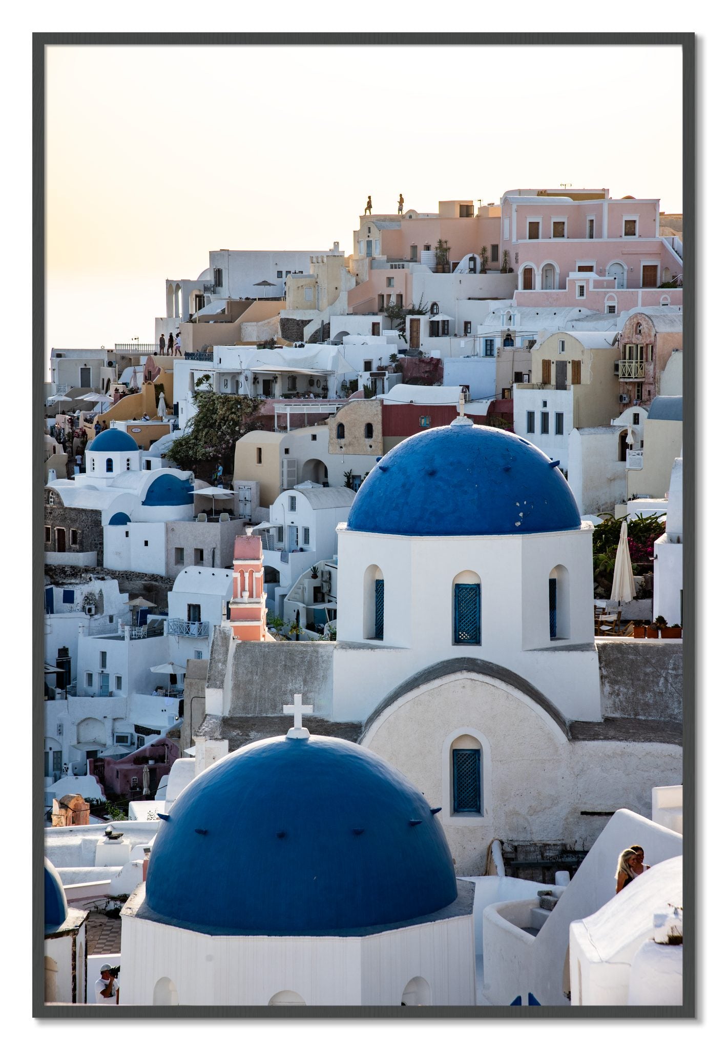 Framed photograph of Greek Village by Dylan Ozanich, Grey frame, Full Bleed