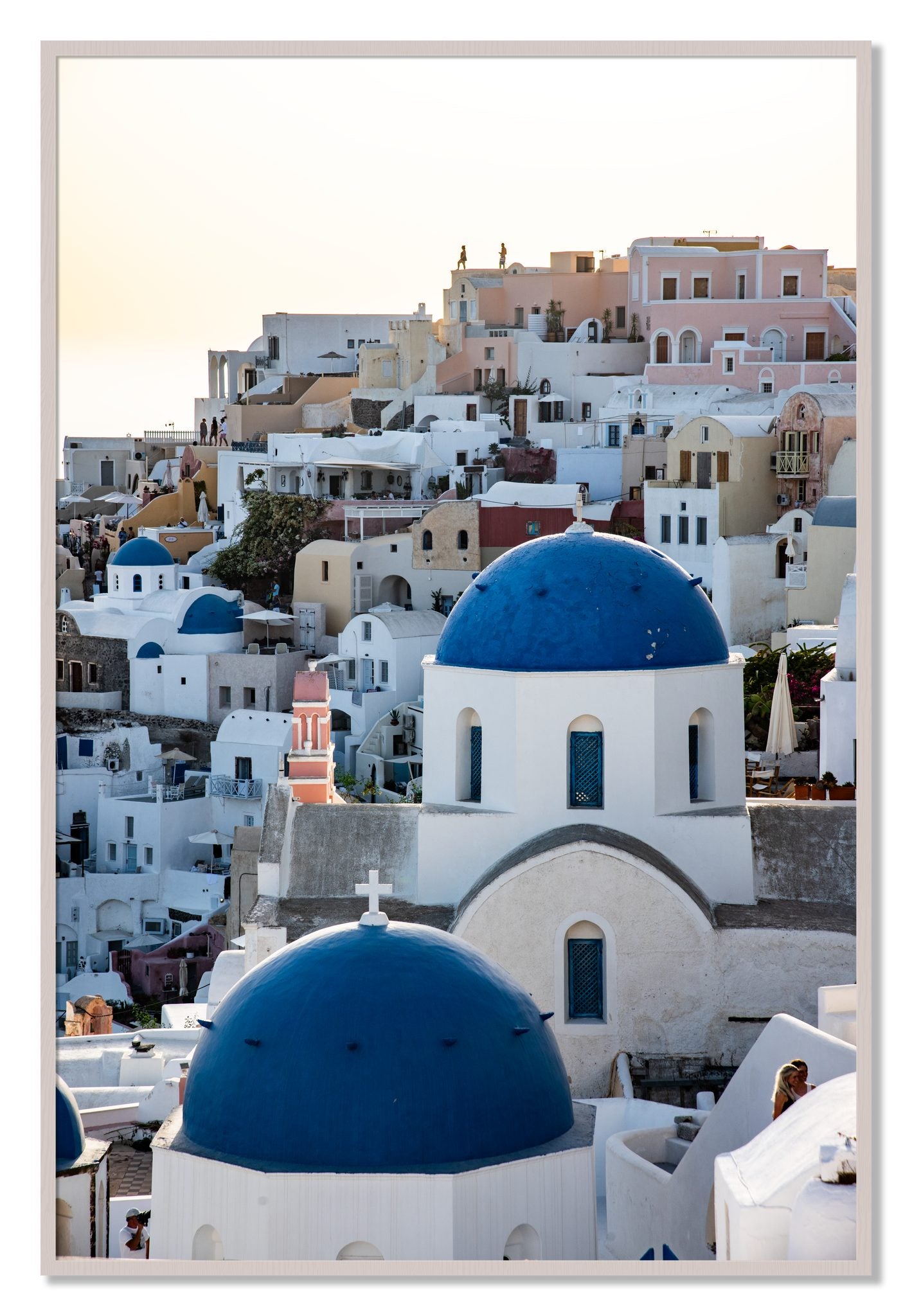 Framed photograph of Greek Village by Dylan Ozanich, White Maple frame, Full Bleed