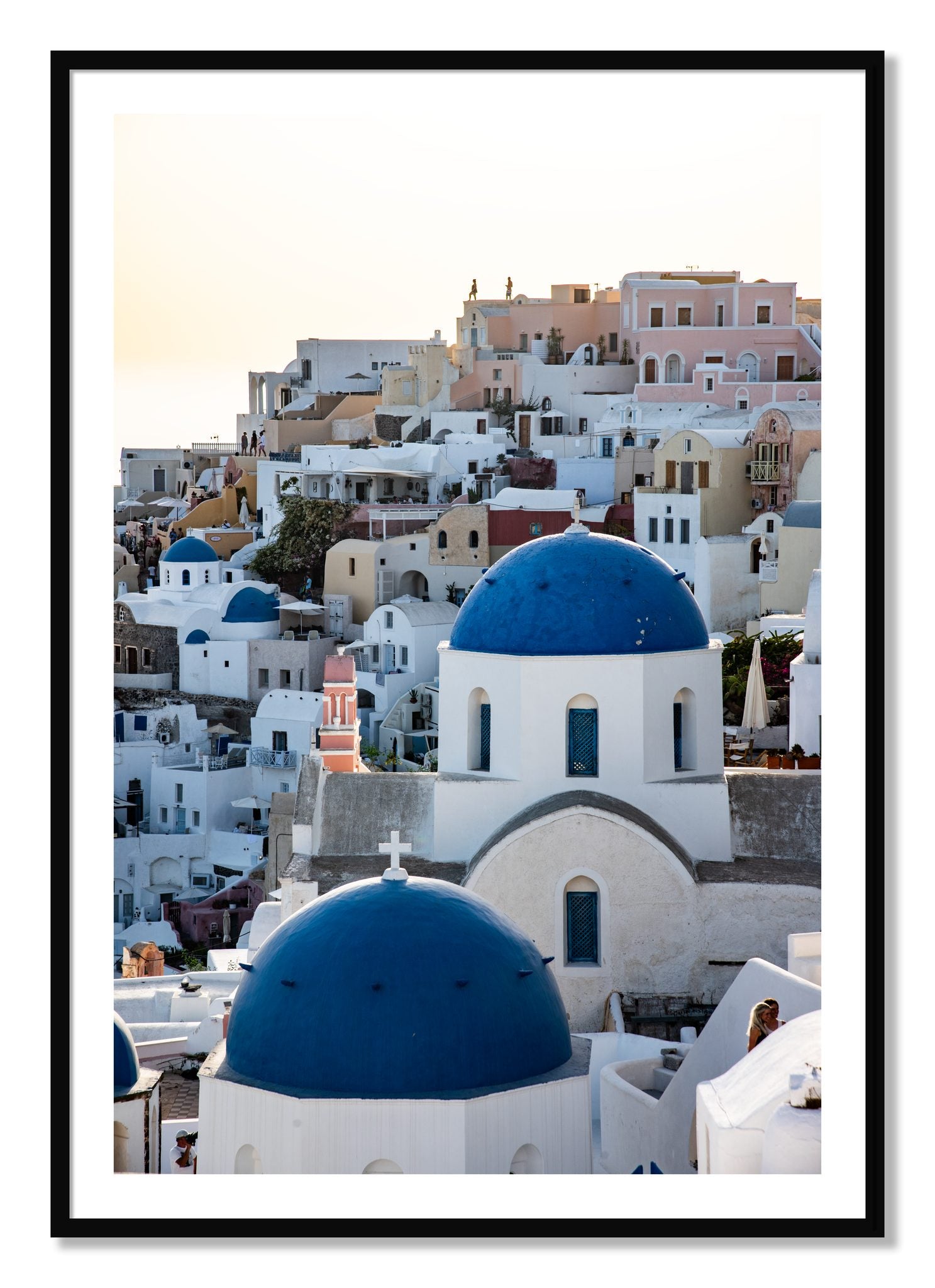 Framed photograph of Greek Village by Dylan Ozanich, Black frame, Borders