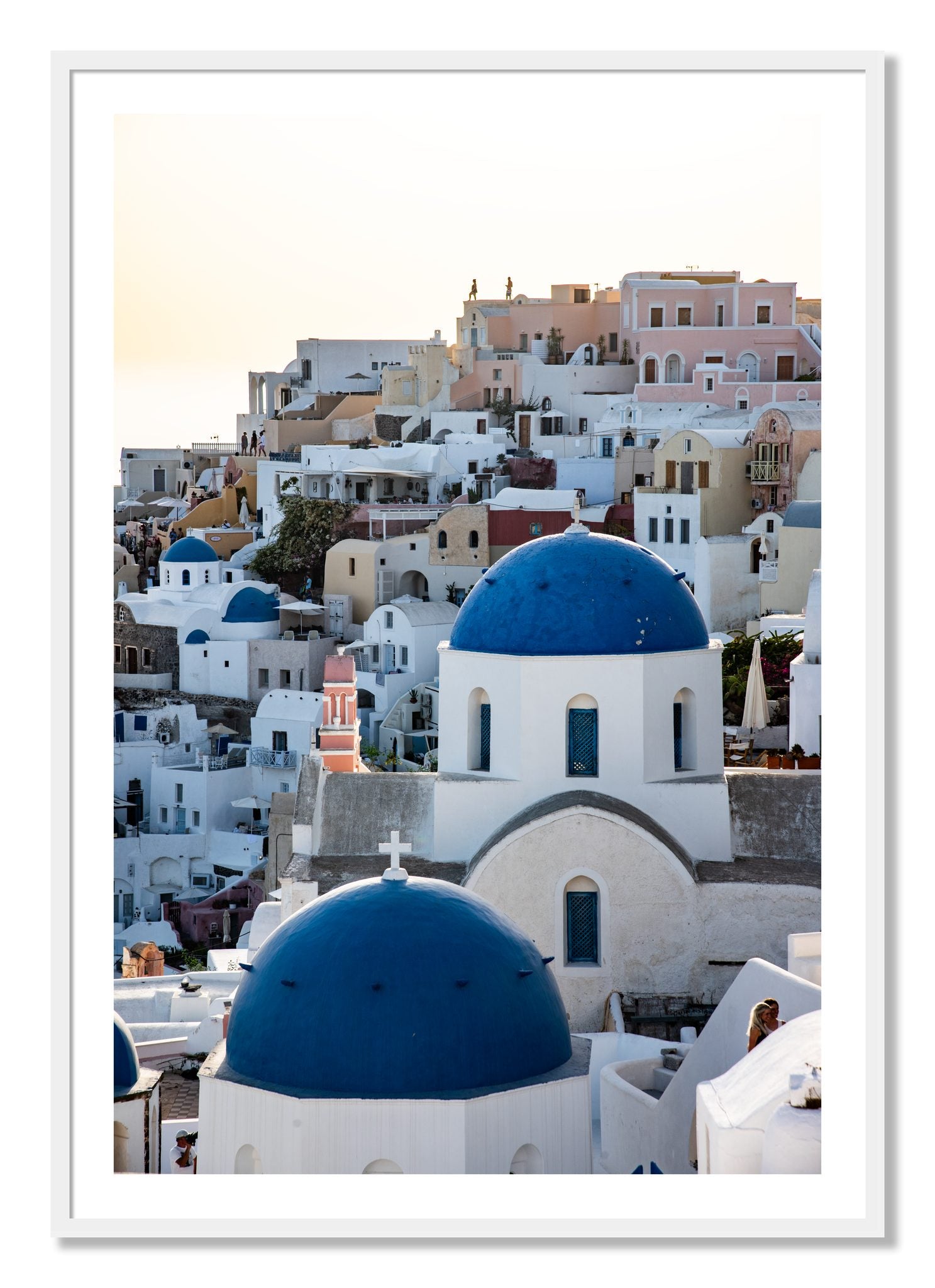 Framed photograph of Greek Village by Dylan Ozanich, White frame, Borders