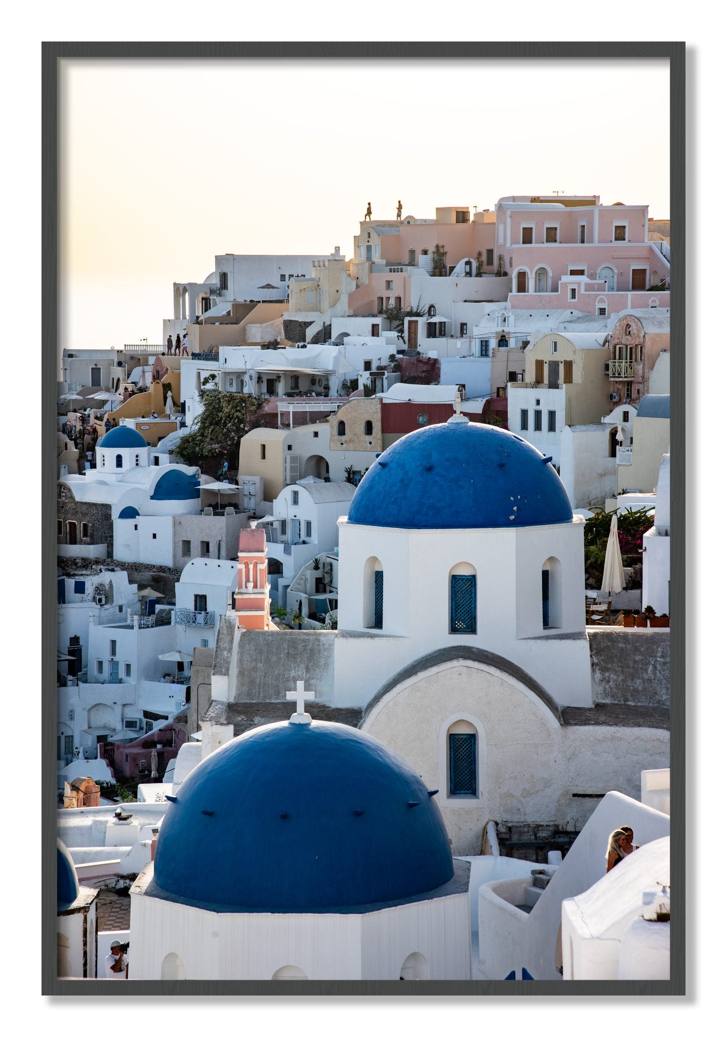 Framed photograph of Greek Village by Dylan Ozanich, Grey frame, Full Bleed