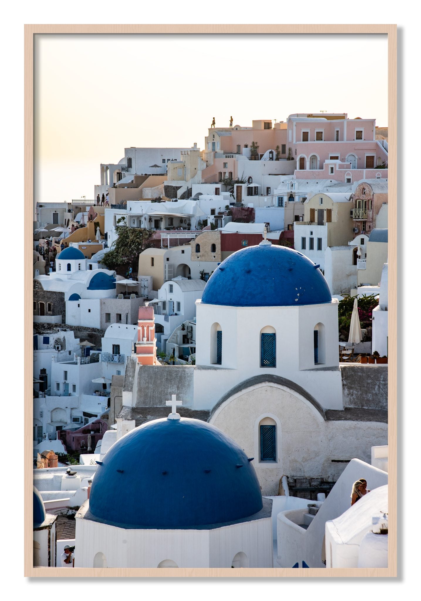 Framed photograph of Greek Village by Dylan Ozanich, Maple frame, Full Bleed