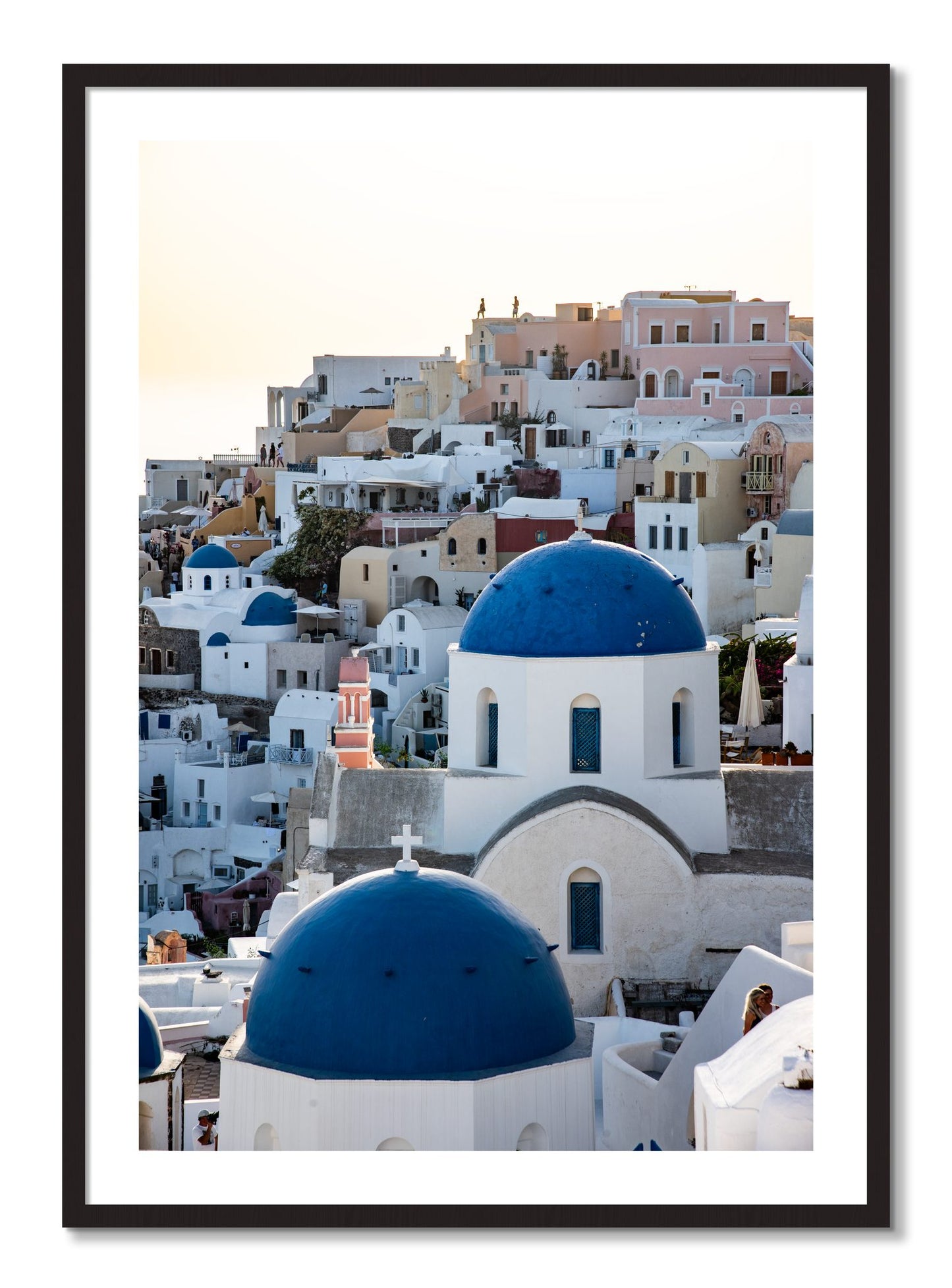 Framed photograph of Greek Village by Dylan Ozanich, Black Walnut frame, Borders