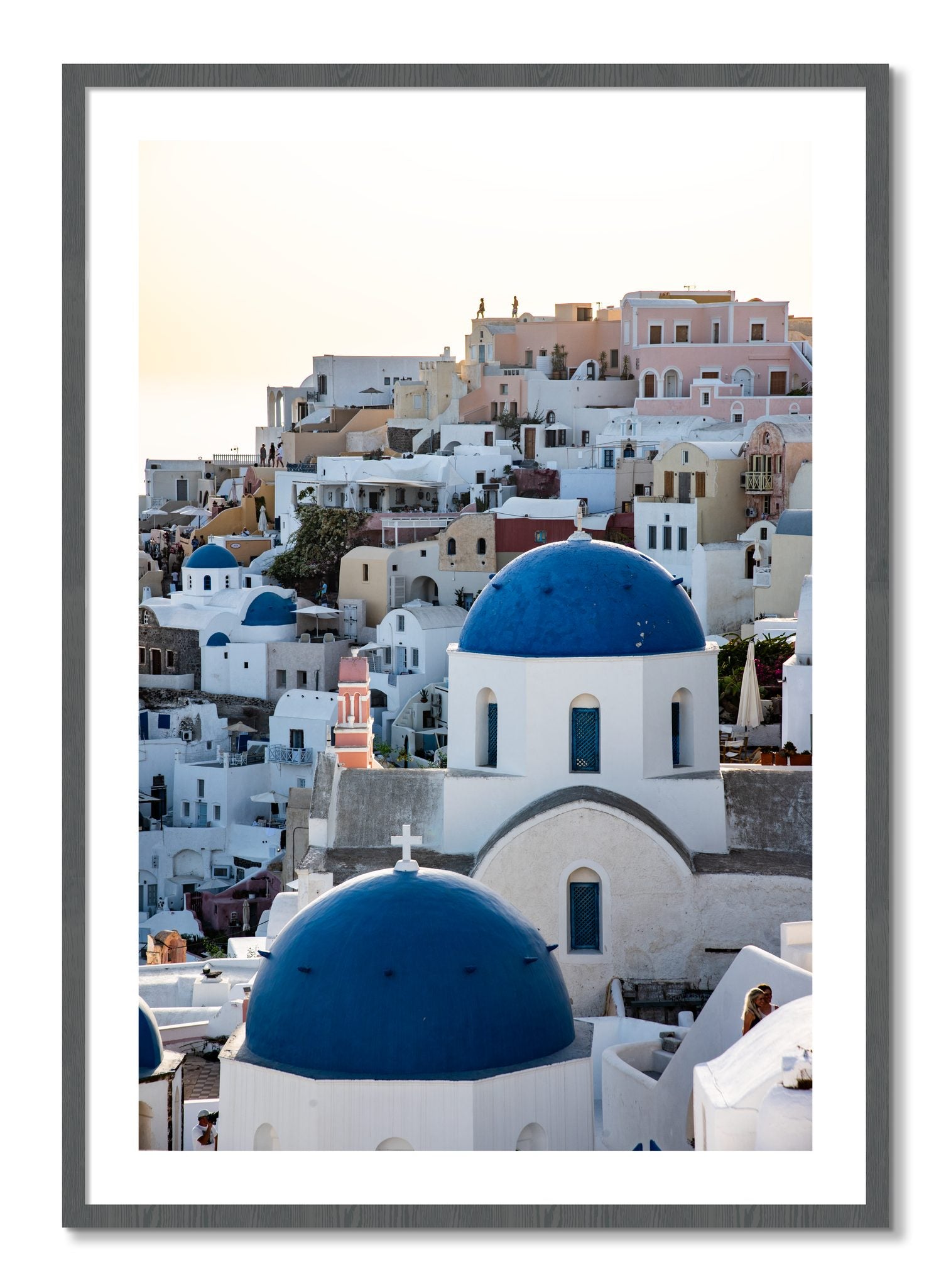 Framed photograph of Greek Village by Dylan Ozanich, Grey frame, Borders