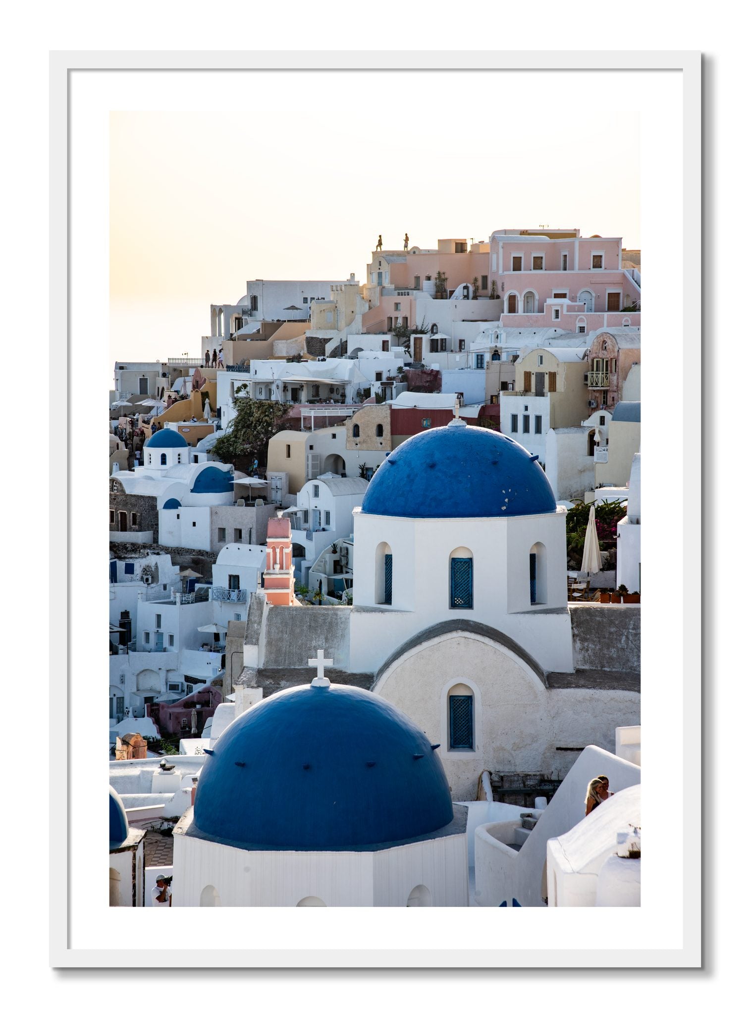 Framed photograph of Greek Village by Dylan Ozanich, White frame, Borders